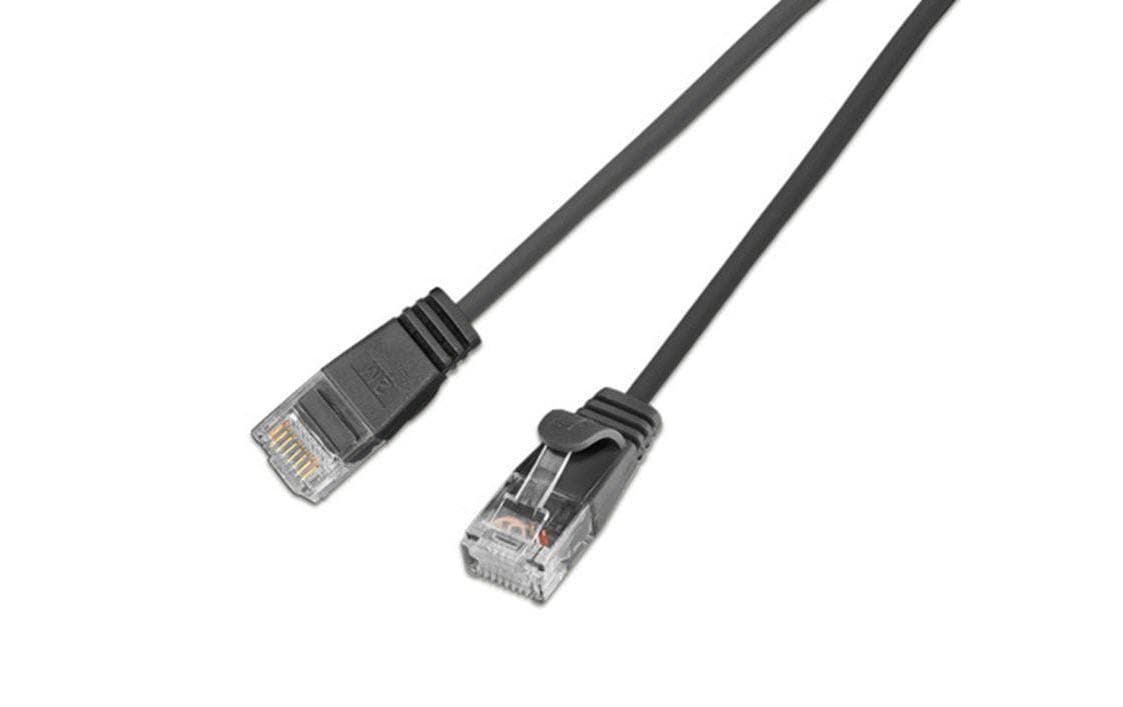 SLIM Slimpatchkabel RJ-45 - RJ-45, Cat 6, UTP, 1.5 m, Schwarz