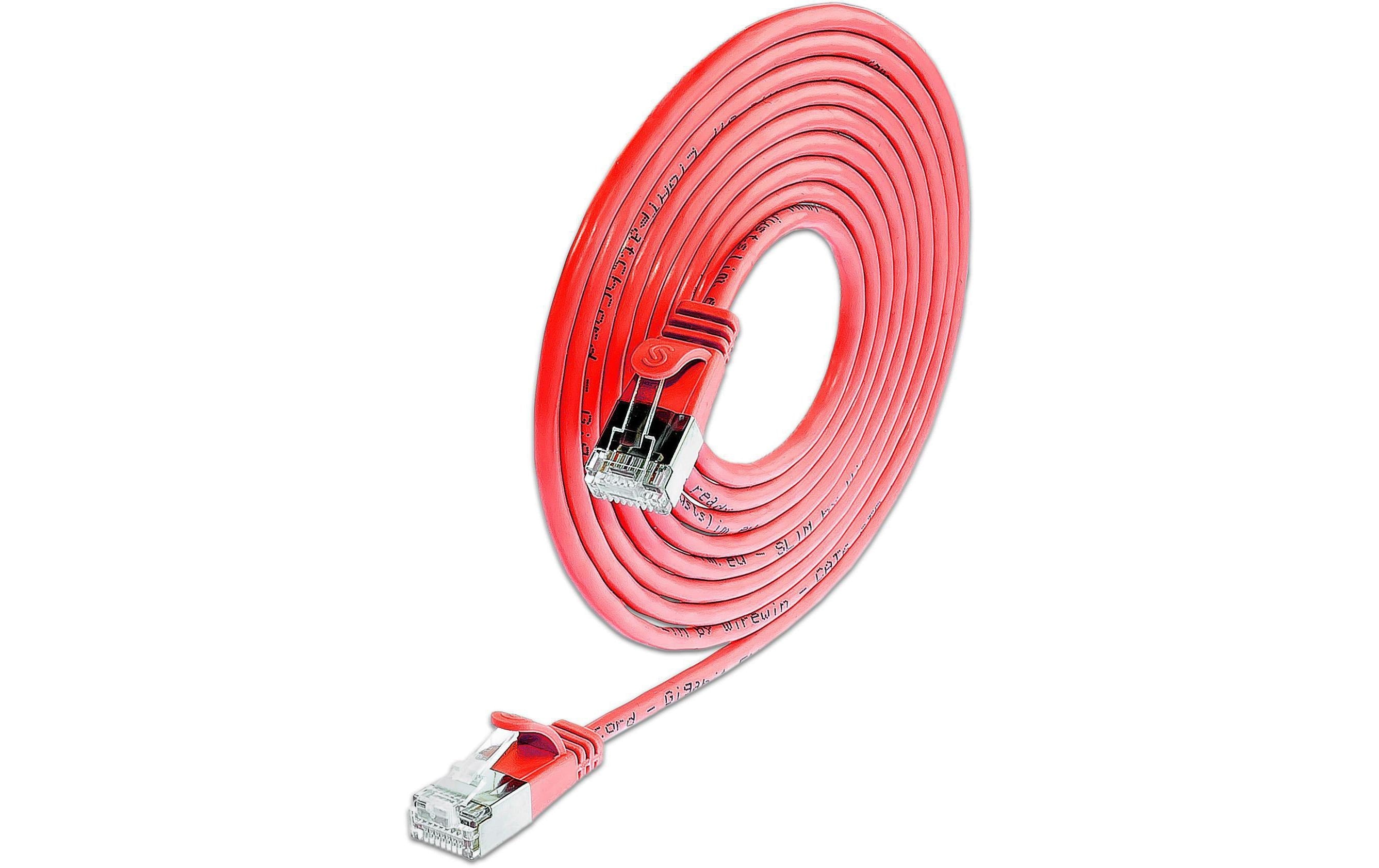SLIM Slimpatchkabel RJ-45 - RJ-45, Cat 6, U/FTP, 5 m, Rot