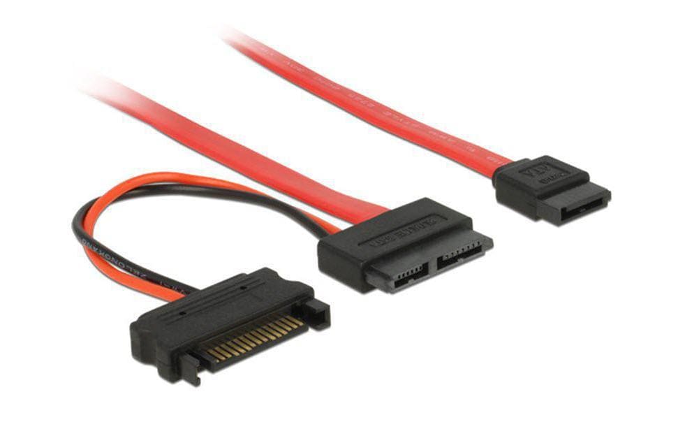 Delock Slim-SATA-Kabel rot, SATA Strom, 30 cm