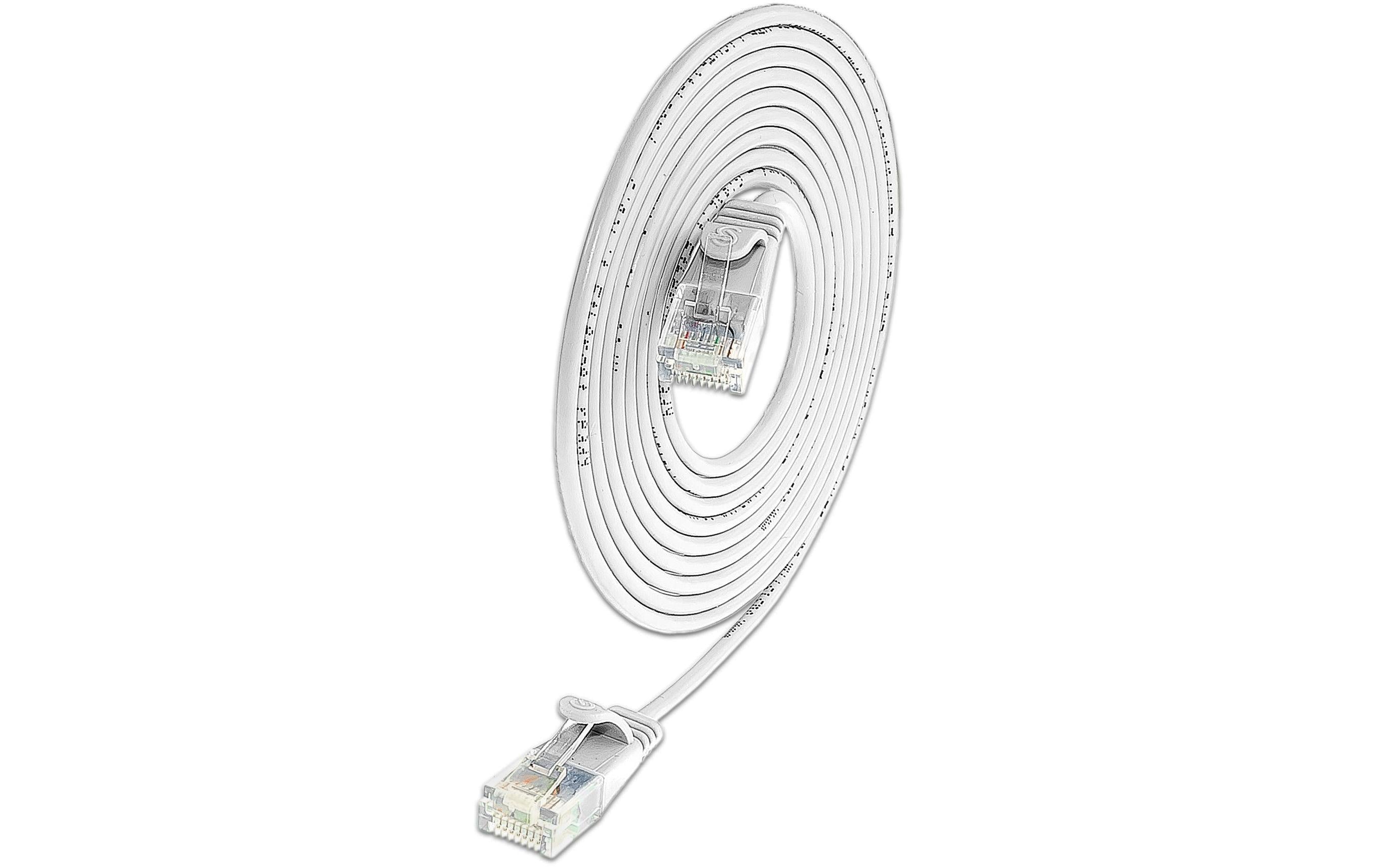 SLIM Slimpatchkabel RJ-45 - RJ-45, Cat 6, UTP, 7.5 m, Weiss