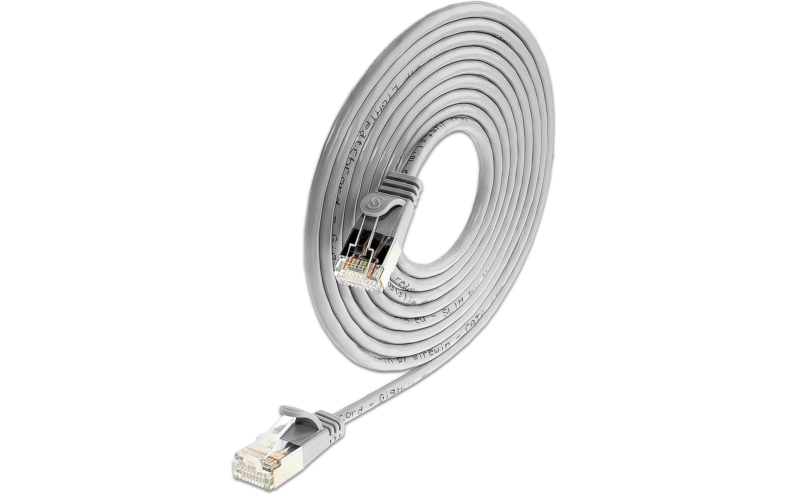SLIM Slimpatchkabel RJ-45 - RJ-45, Cat 6, STP, 0.15 m, Grau