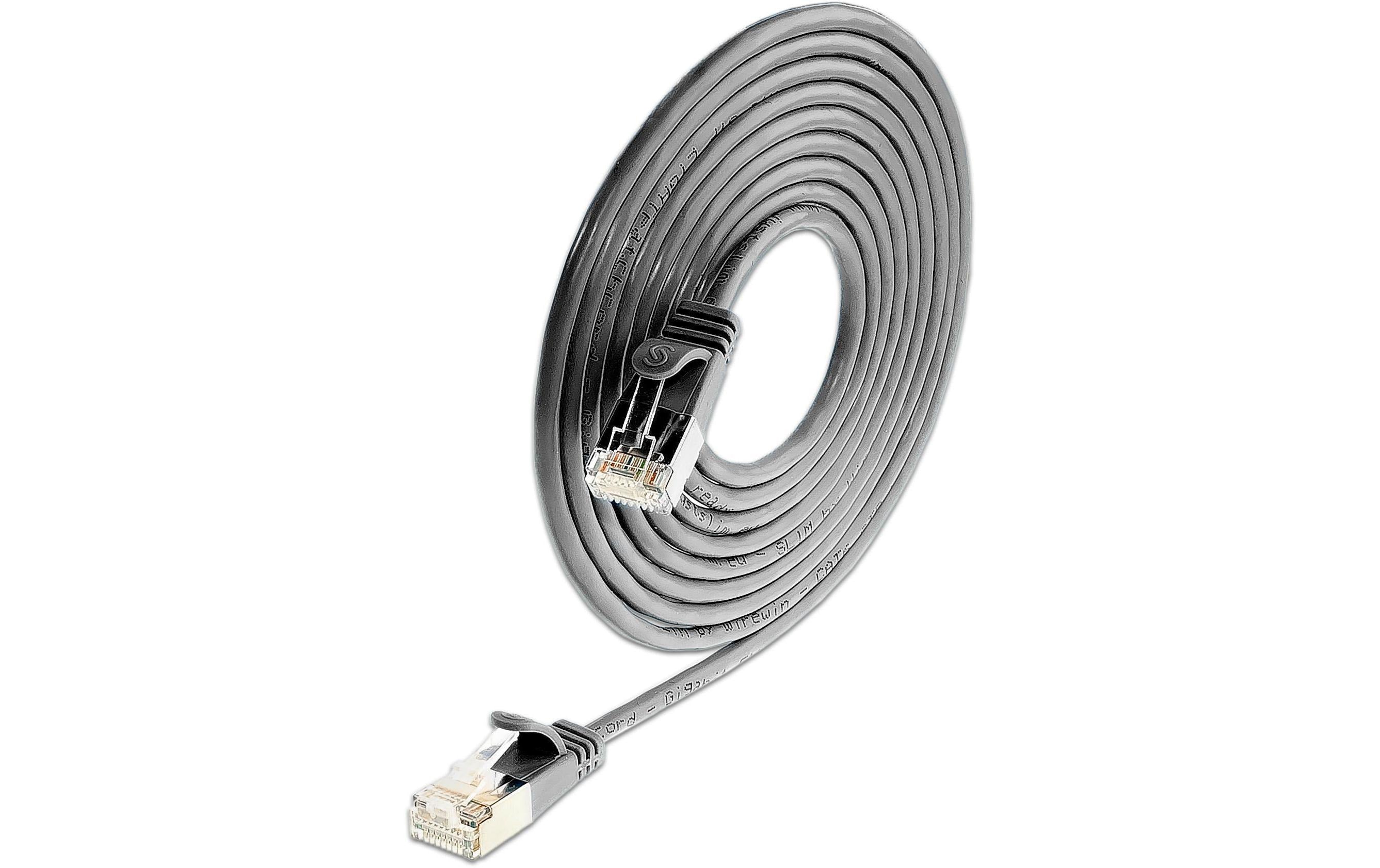 SLIM Slimpatchkabel RJ-45 - RJ-45, Cat 6, U/FTP, 7.5 m, Schwarz