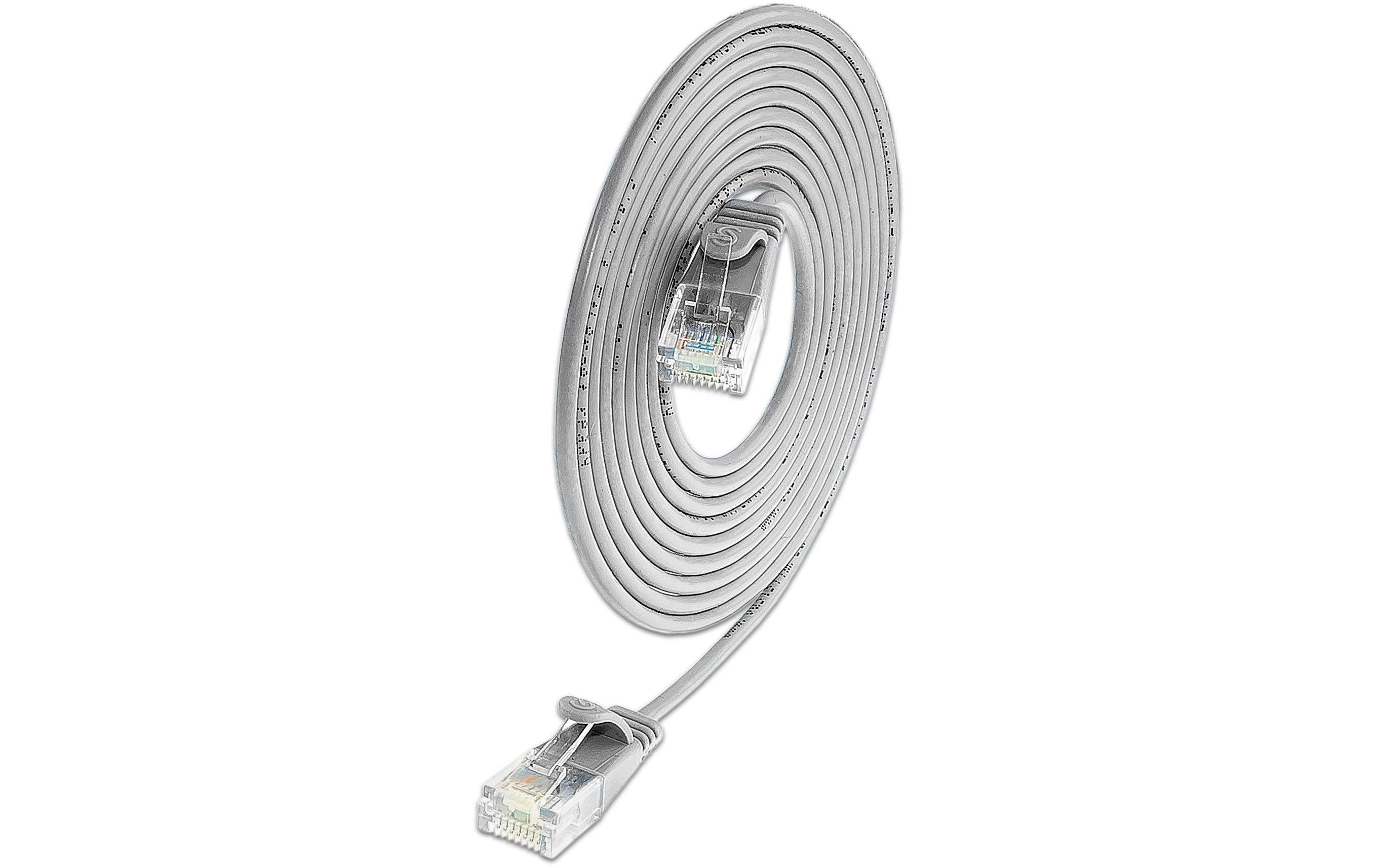 SLIM Slimpatchkabel RJ-45 - RJ-45, Cat 6, UTP, 7.5 m, Grau