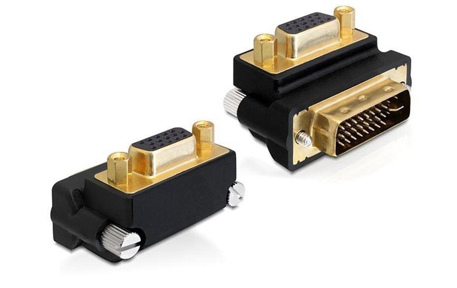Delock Winkeladapter 270°, m-f DVI-I - VGA
