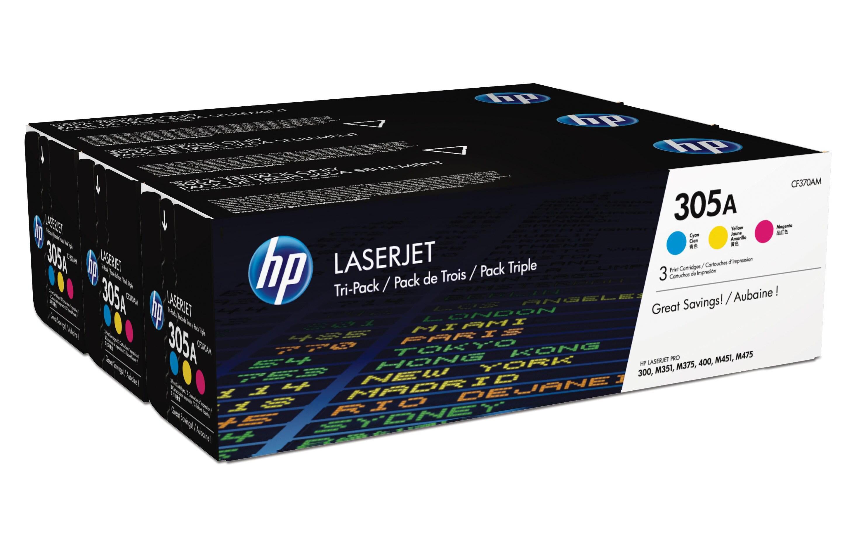 HP Toner Nr. 305A (CF370AM) Cyan/Magenta/Yellow