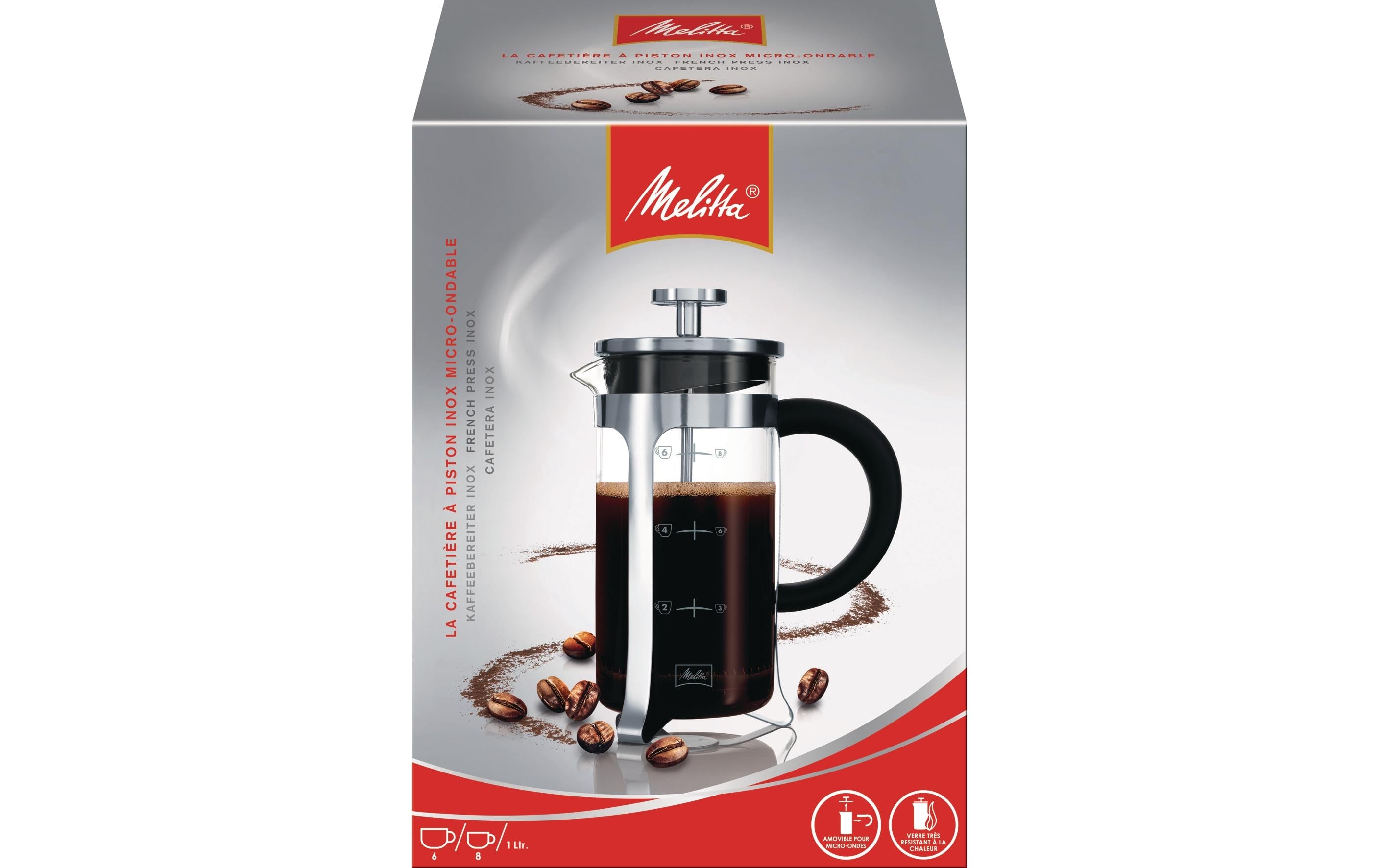 Melitta Kaffeebereiter Inox Glas 1 l, Silber