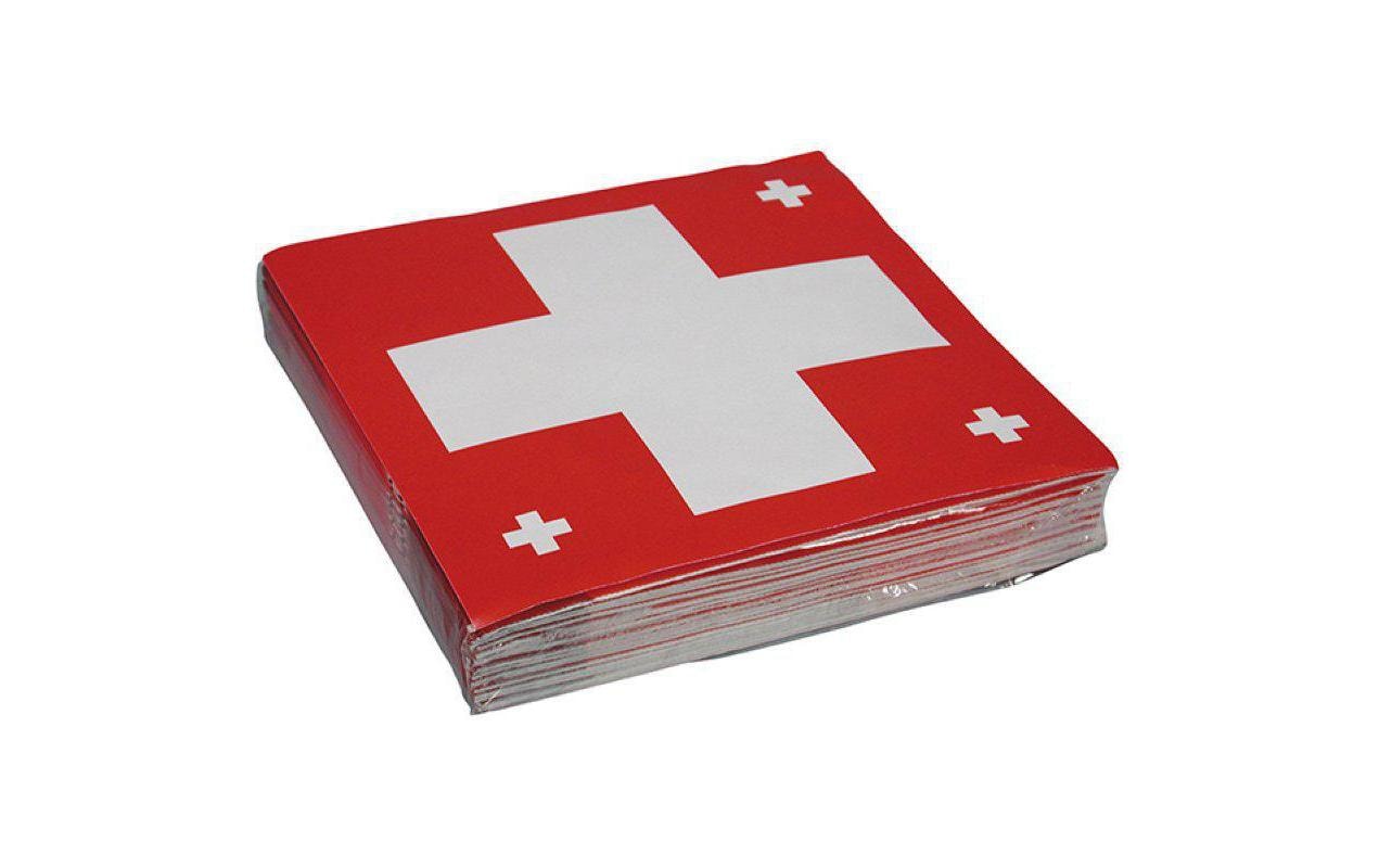 Haushaltsware Servietten Schweizerkreuz 33 cm x 33 cm, 20 Stück