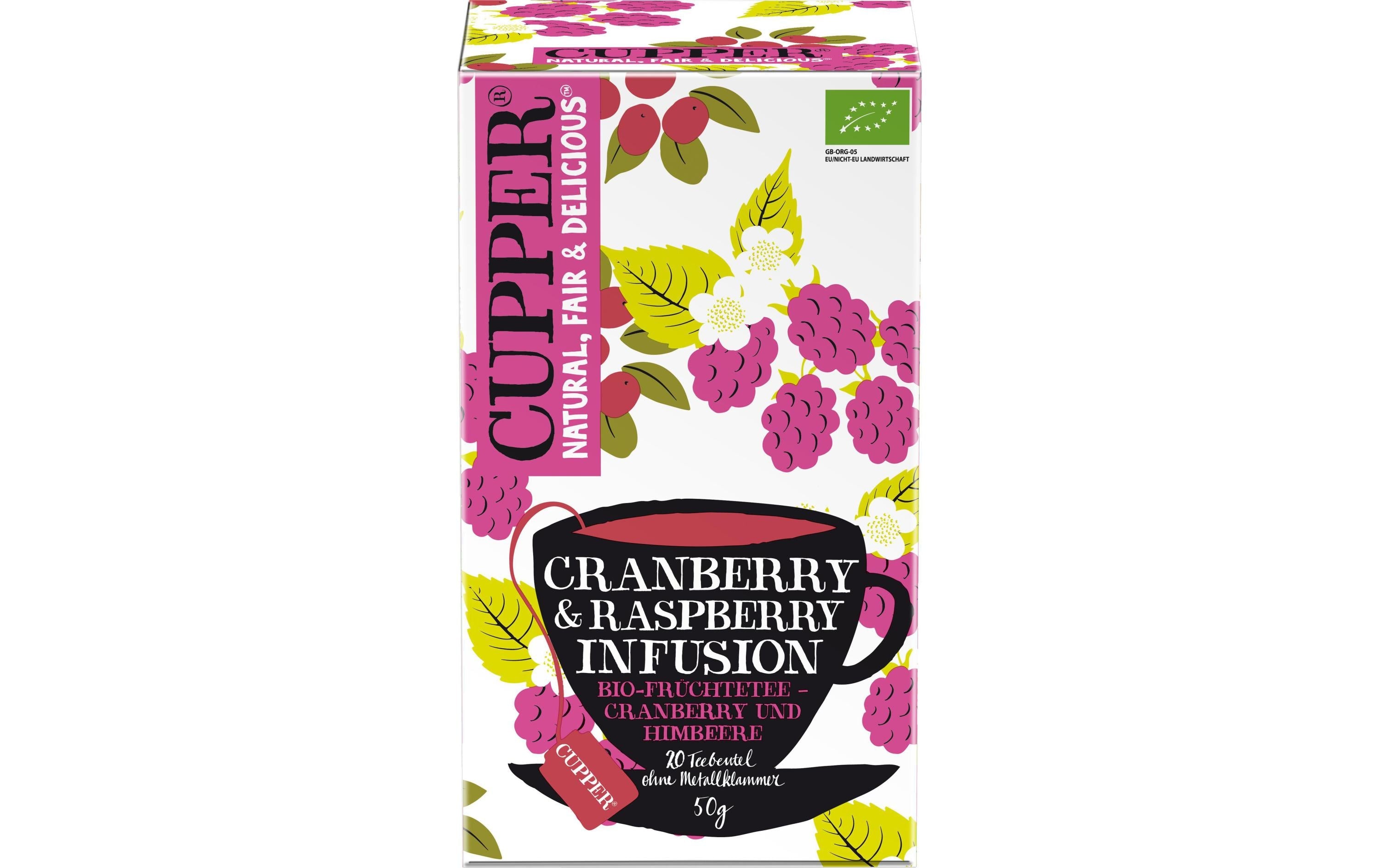 Cupper Teebeutel Bio Cranberry Raspberry 20 Stück