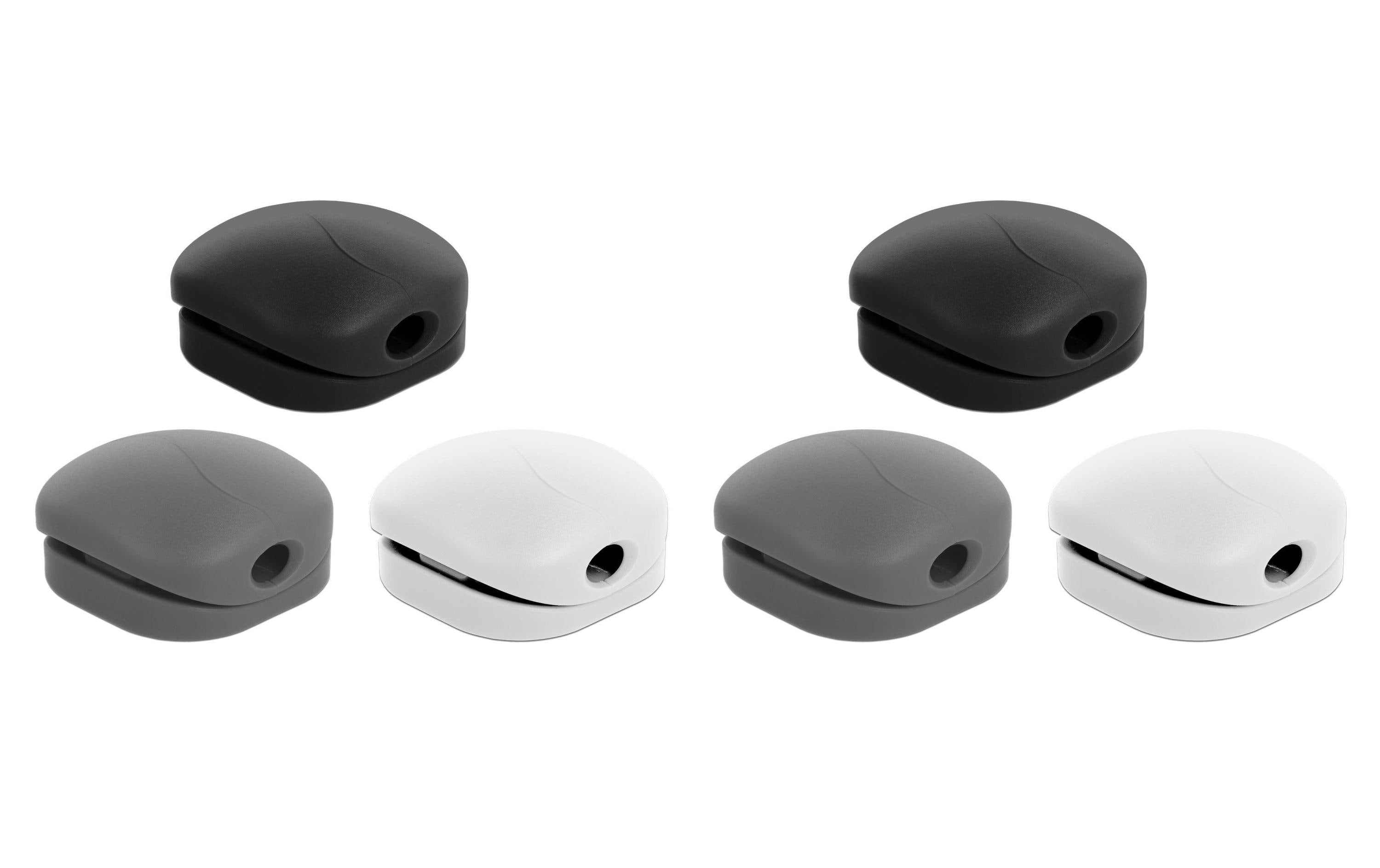 Delock Kabel-Clip 5 mm, 3x2 Stück, weiss, grau, schwarz