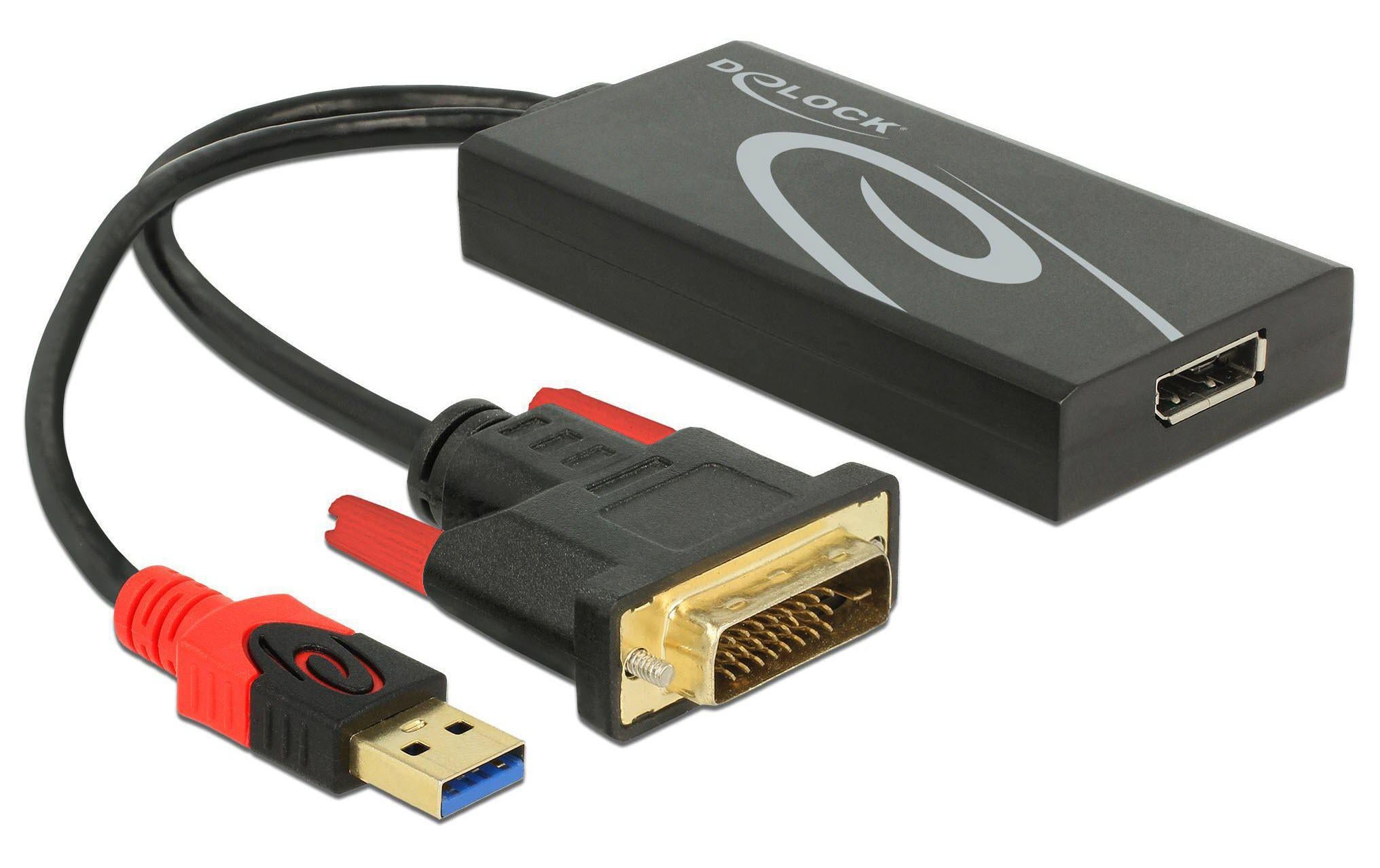 Delock Adapter 4K, 30HZ DVI-D/USB 2.0 - DisplayPort