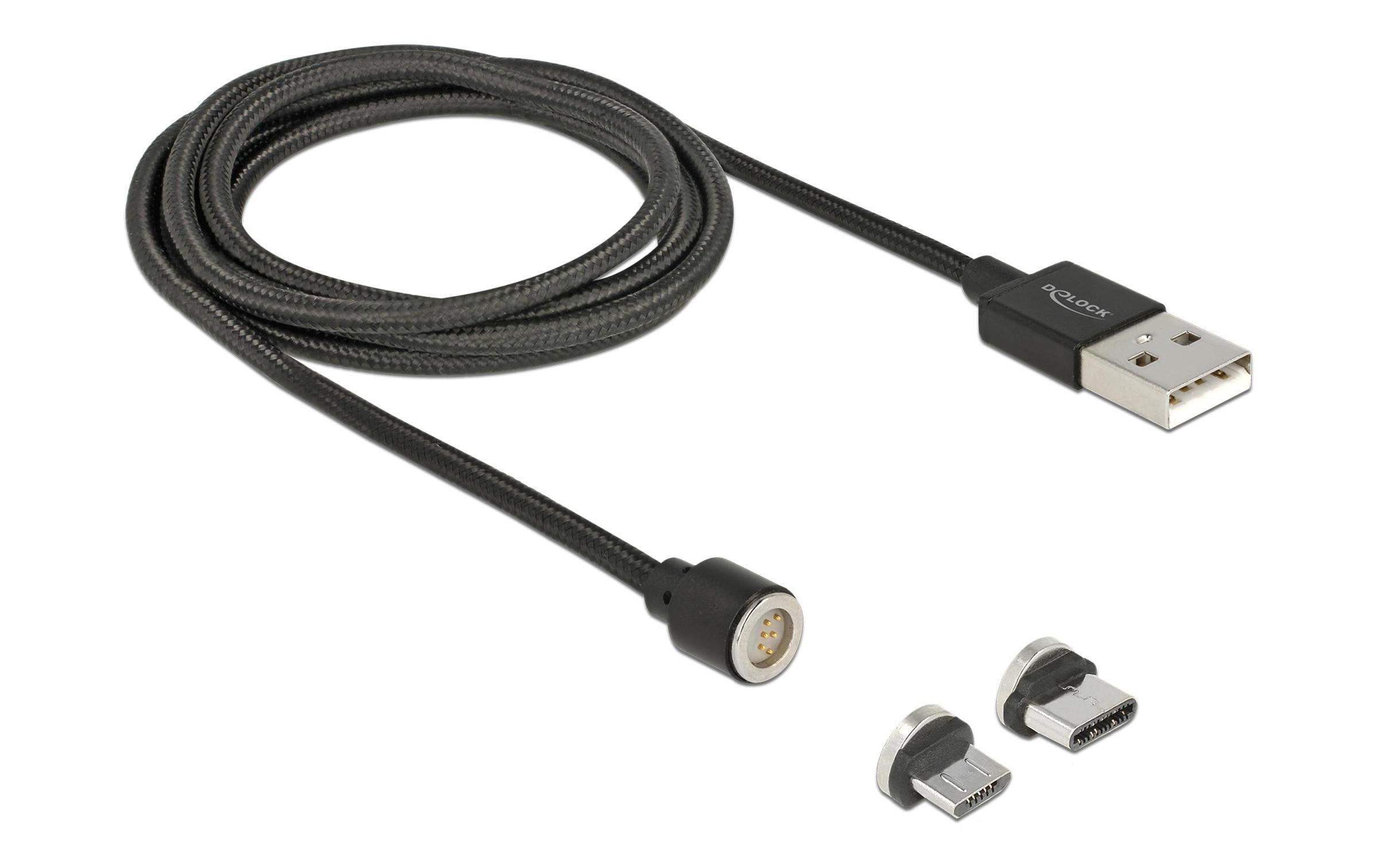 Delock USB-Kabel magnetisch 2in1 USB A - Micro-USB B/USB C 1.1 m