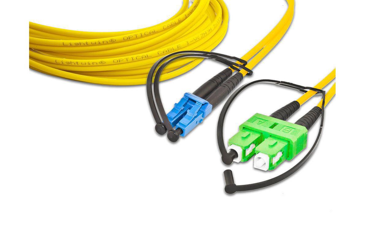 Lightwin LWL-Patchkabel Singlemode LC – SC/APC, OS2, Duplex, 5 m