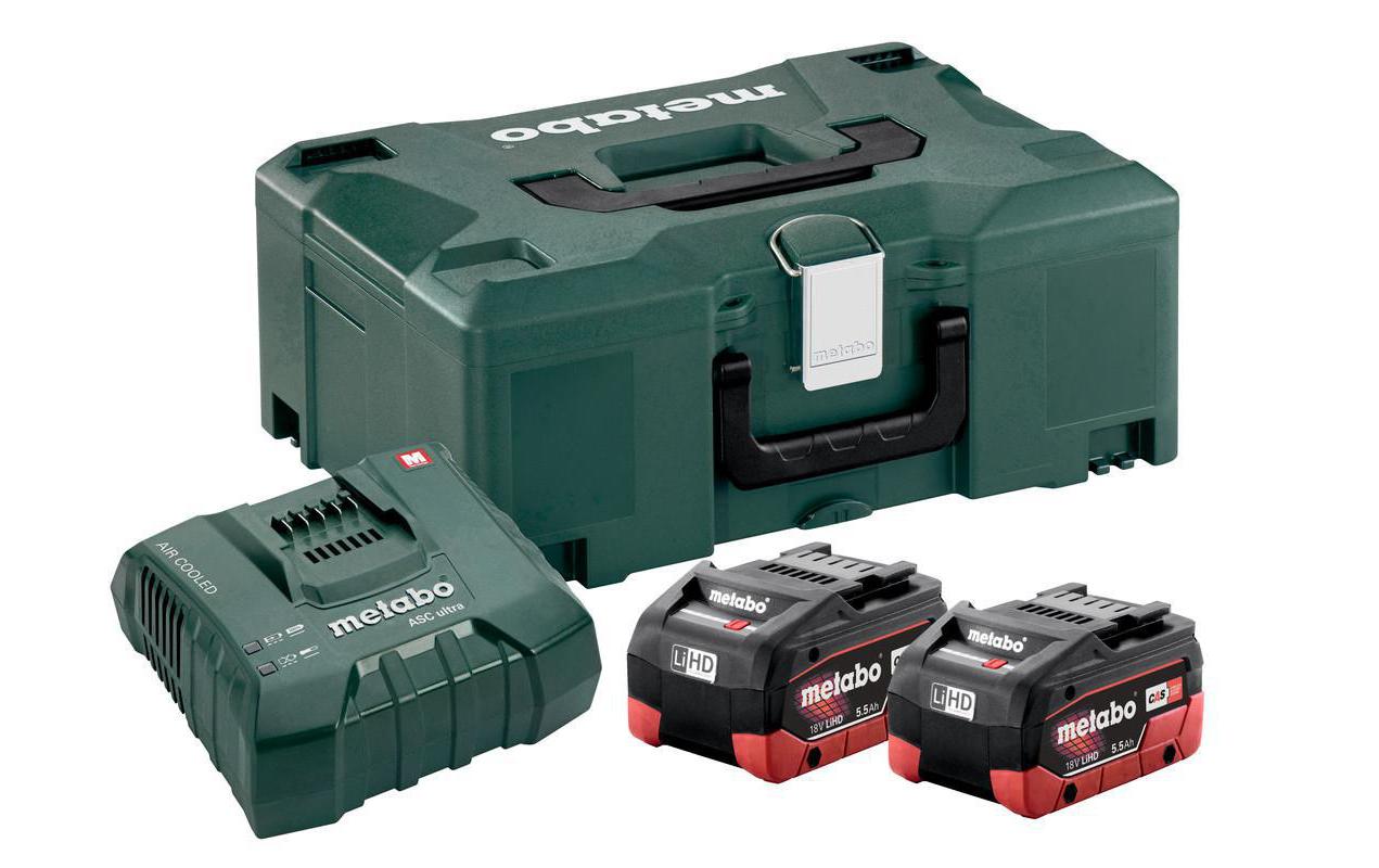 Metabo Akku und Ladegerät 2 x LiHD 5.5 Ah ASC Ultra, 18 V