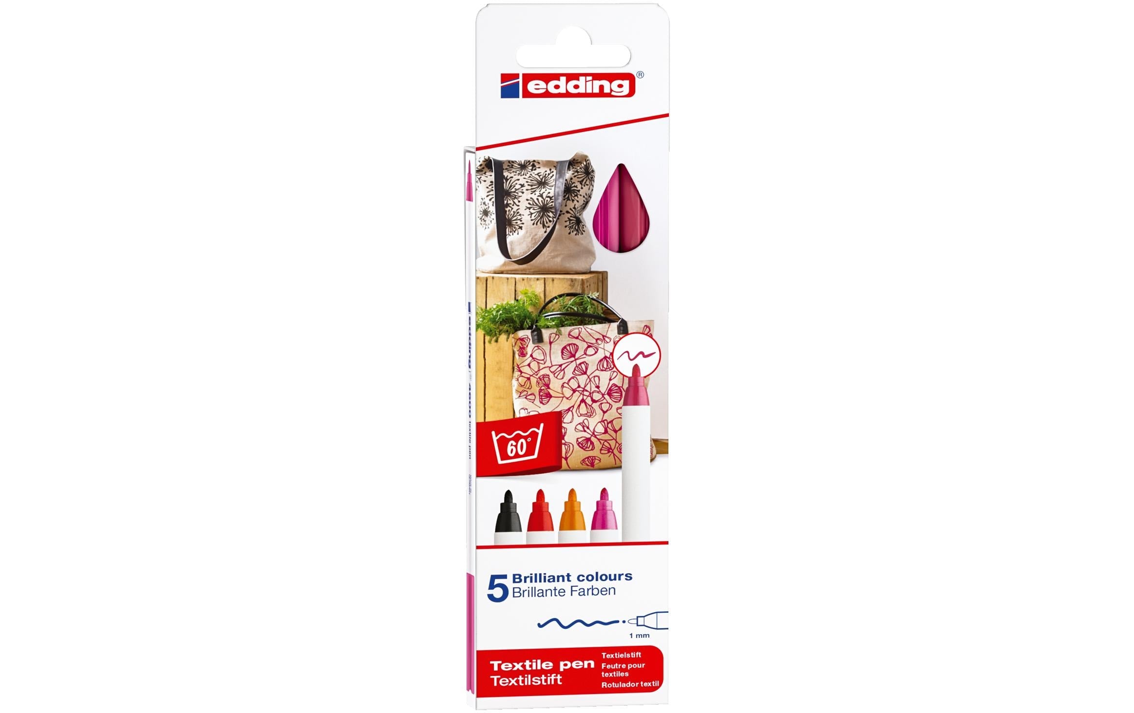 edding Textilmarker 4600 Warm, 5 Stück