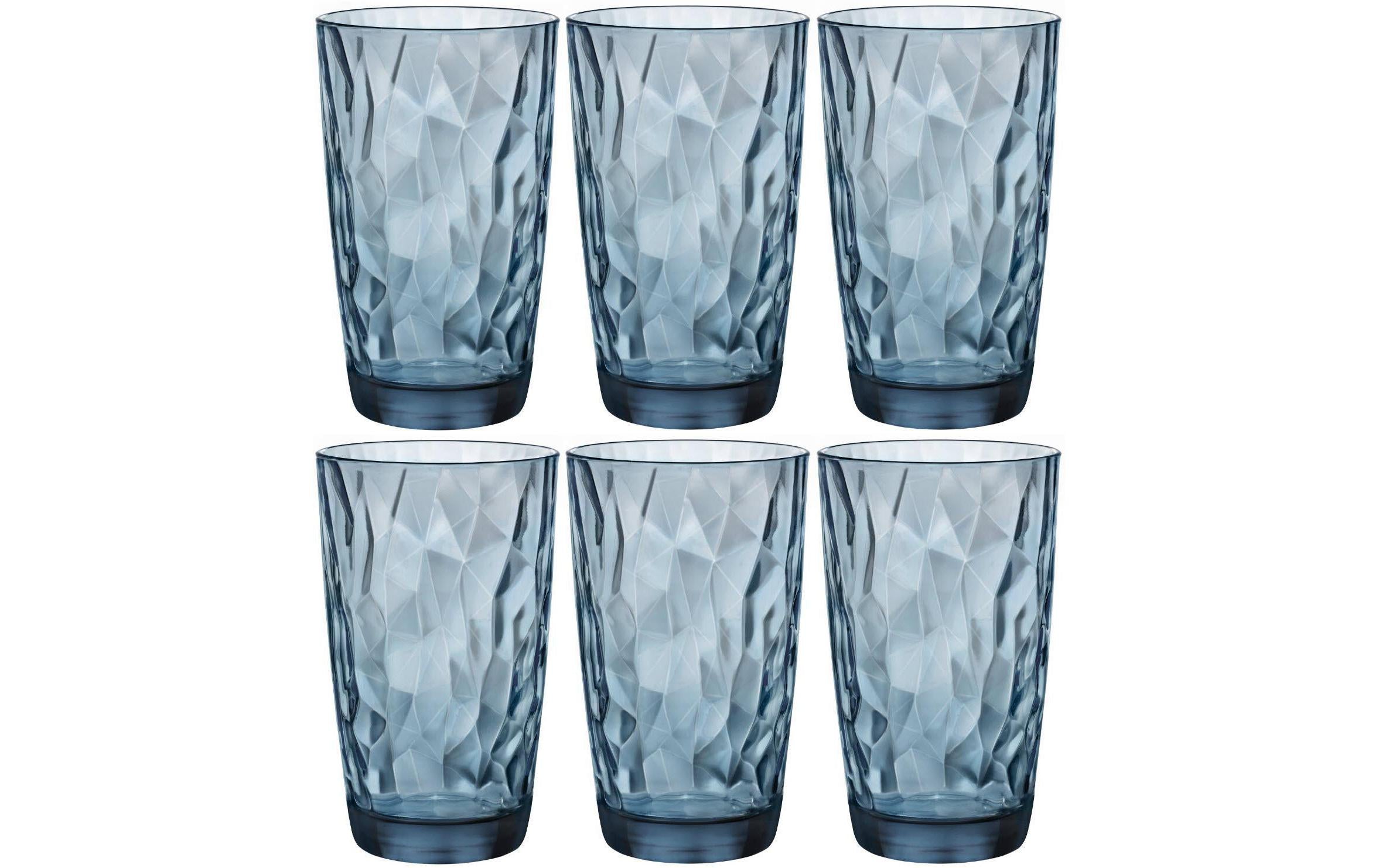 Bormioli Rocco Longdrinkglas Diamond 470 ml, 6 Stück, Blau