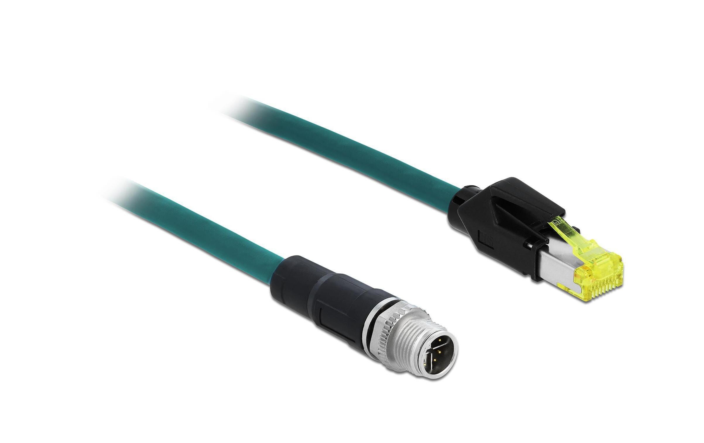 Delock Patchkabel RJ-45 - M12, Cat 6A, S/FTP, 1 m, Blau
