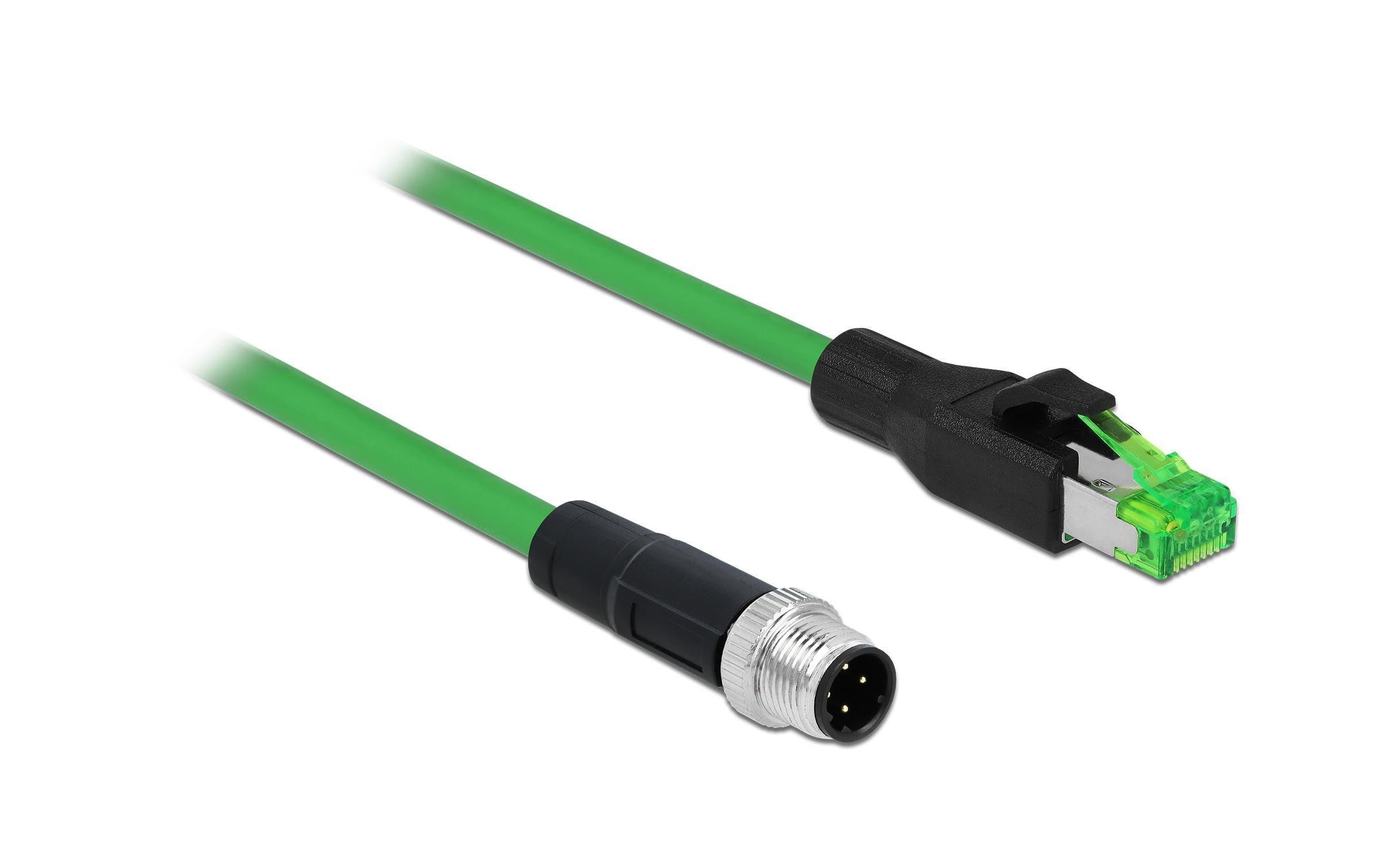 Delock Patchkabel M12-RJ45 SF/UTP, 2 m, 4 Pin D-kodiert PROFINET