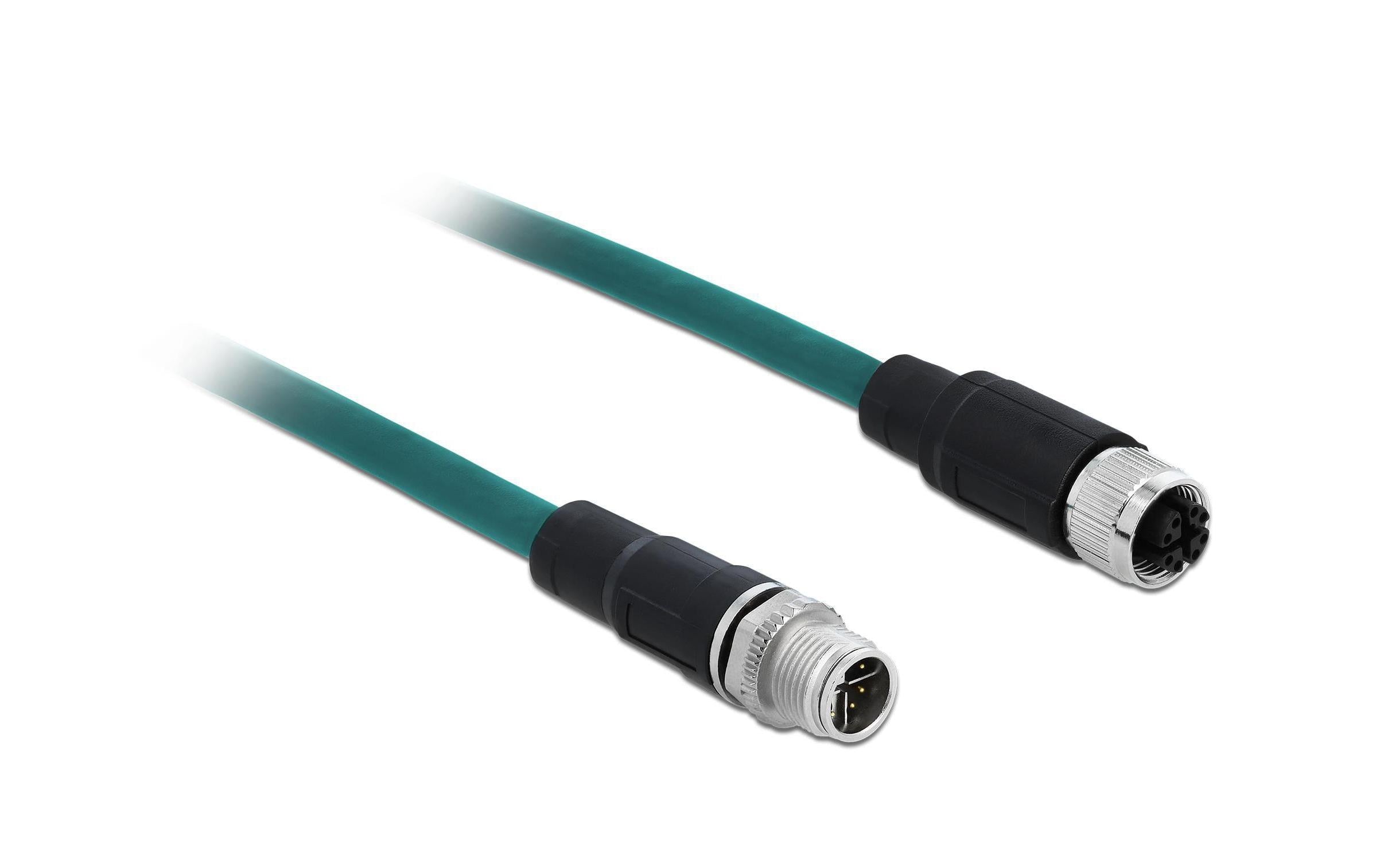 Delock Patchkabel M12-M12 Cat 6A, S/FTP, 1 m, Blau, 8Pin-X-kodiert