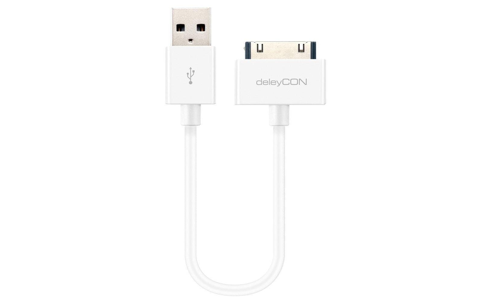 deleyCON USB 2.0-Kabel  USB A - Apple Dock 30-Pin 0.15 m
