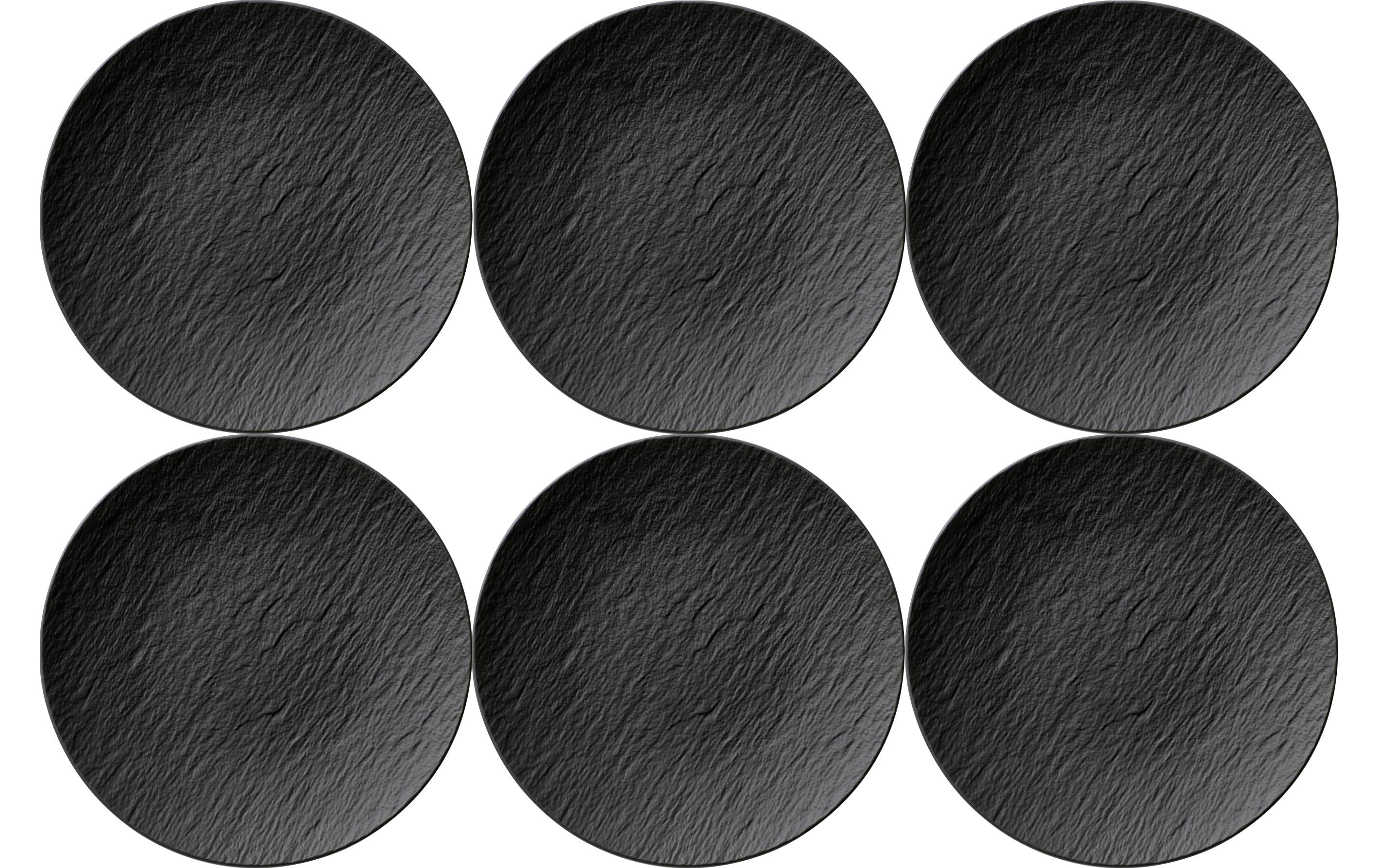 Villeroy & Boch Speiseteller Manufacture Rock Ø 25 cm, 6 Stück, Schwarz