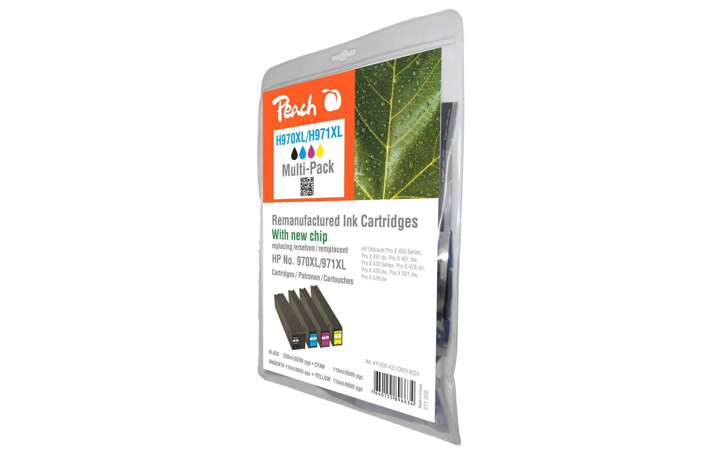 Peach Tintenset HP Nr. 971XL BK, C, M, Y