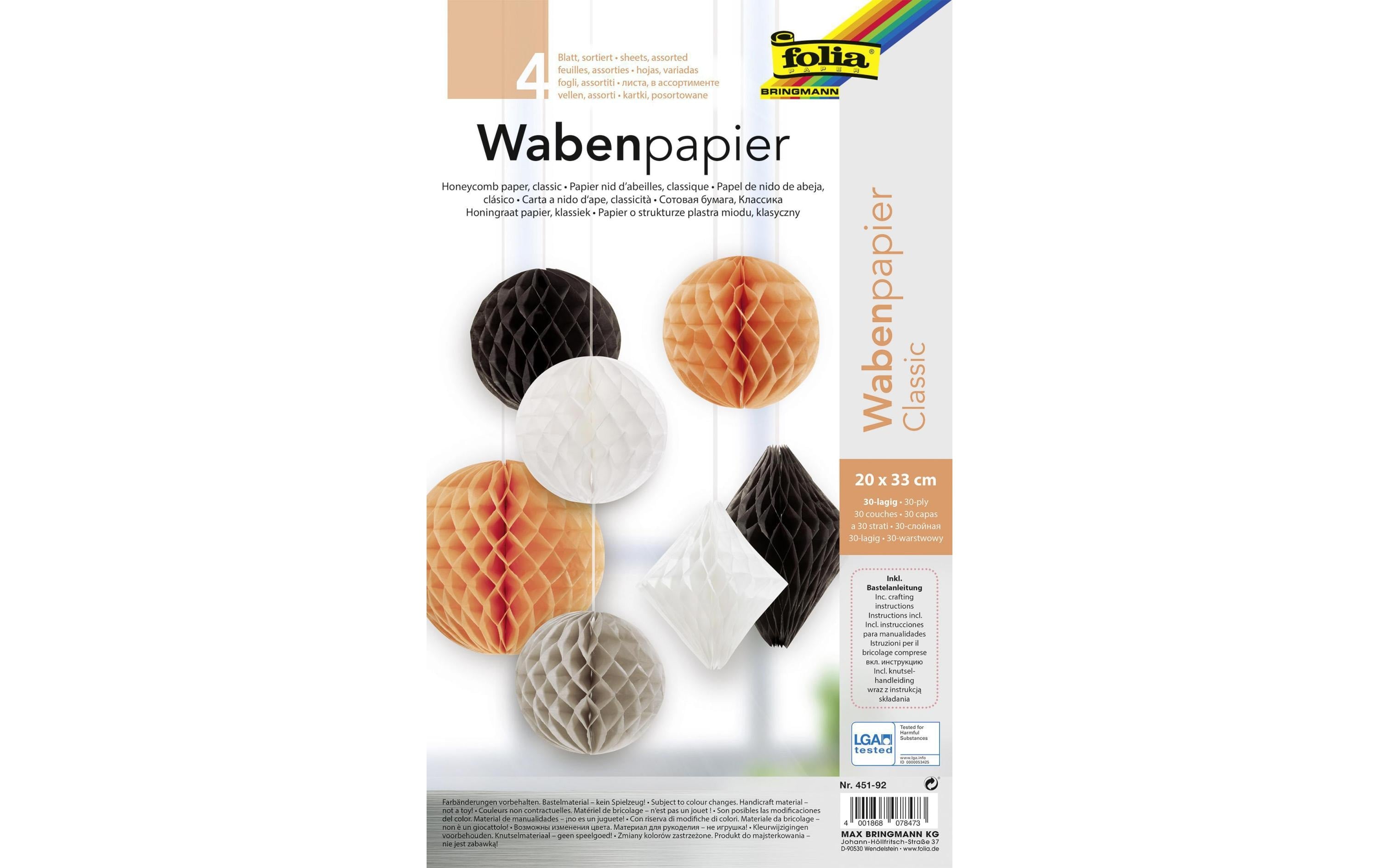Folia Wabenpapier Classic 20 x 33 cm 4 Blatt