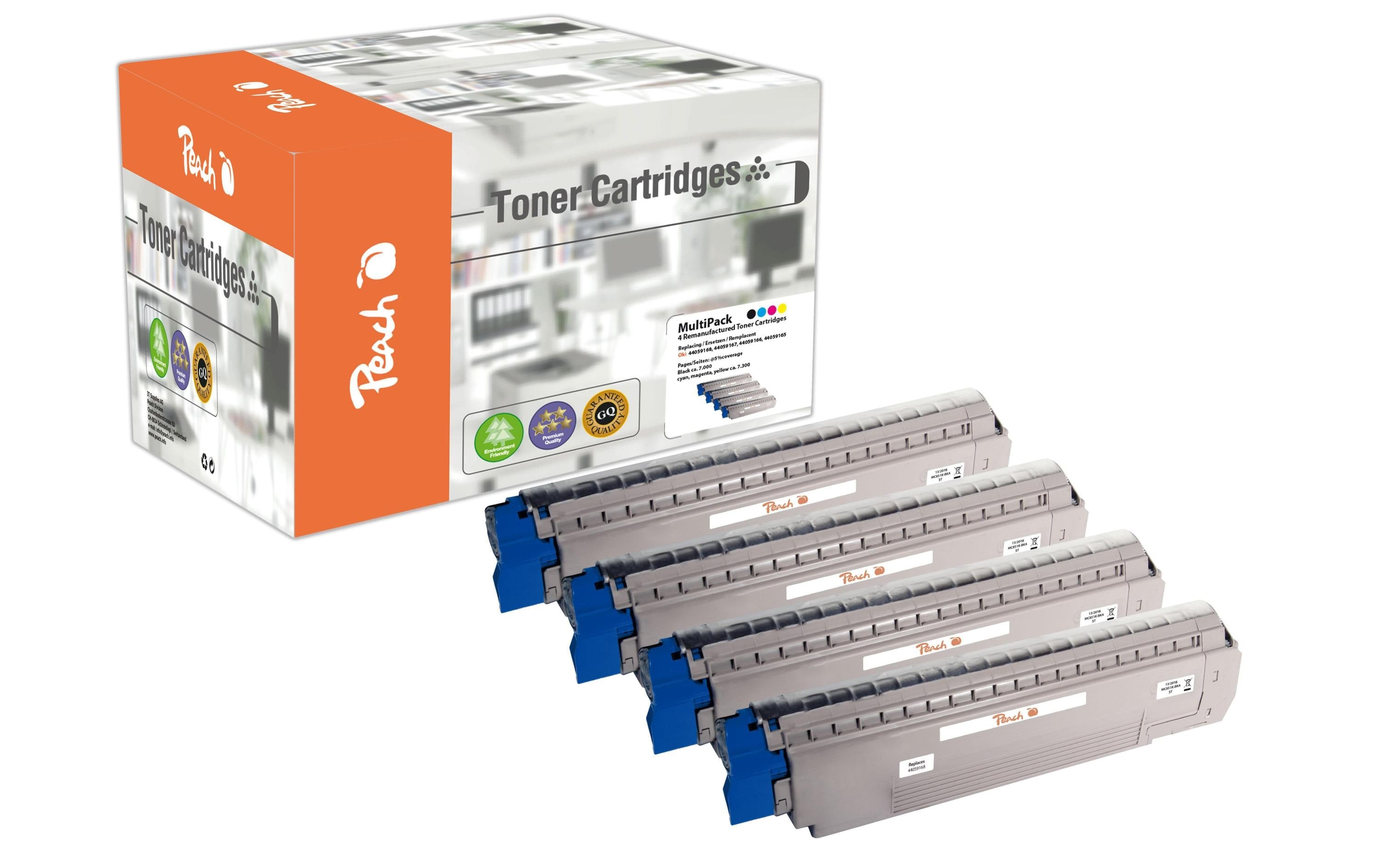 Peach Tonerset OKI MC851 / 61 Series BK, C, M, Y