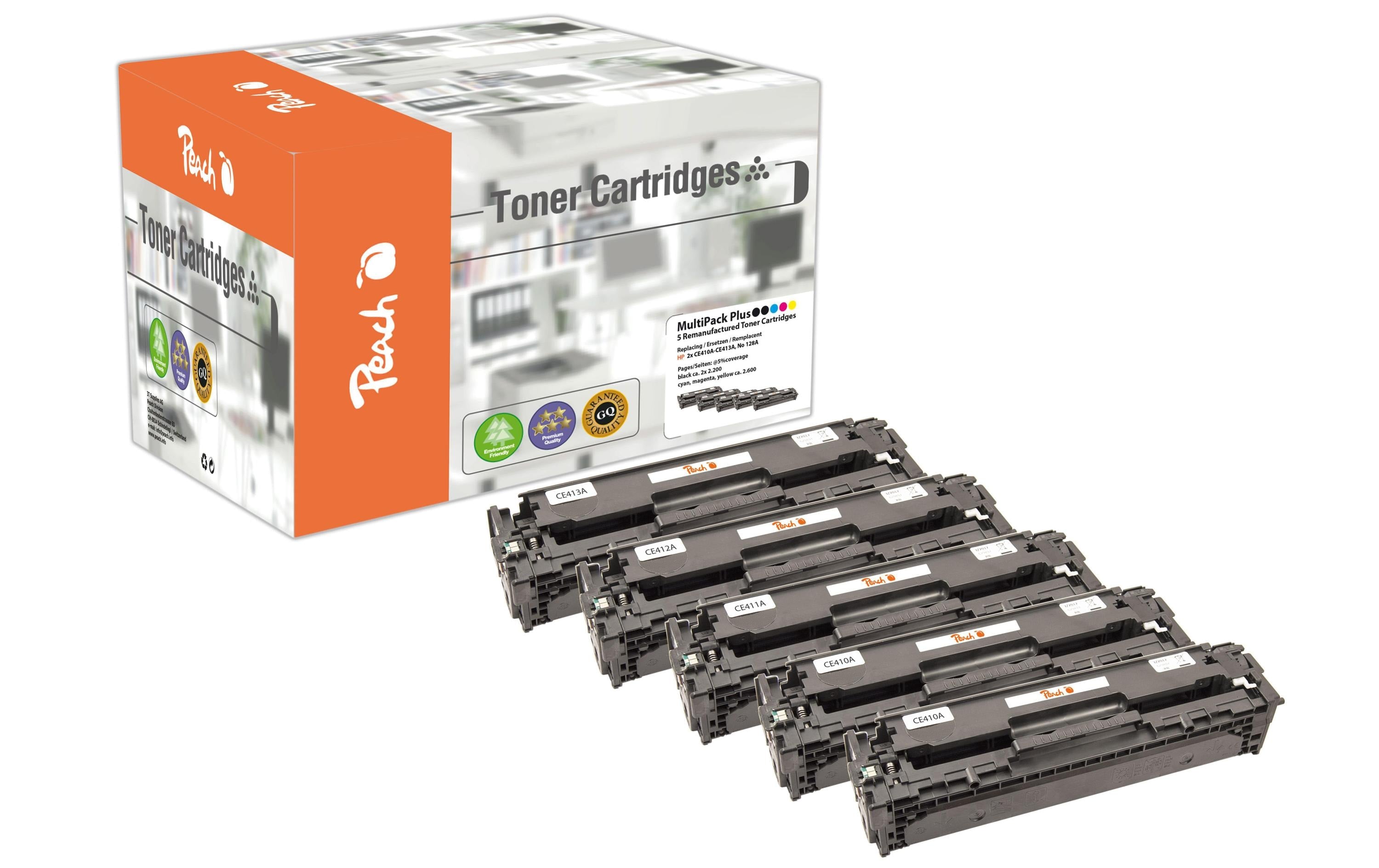 Peach Tonerset HP Nr. 305A (CE41A) 2x BK, 1x C, M, Y