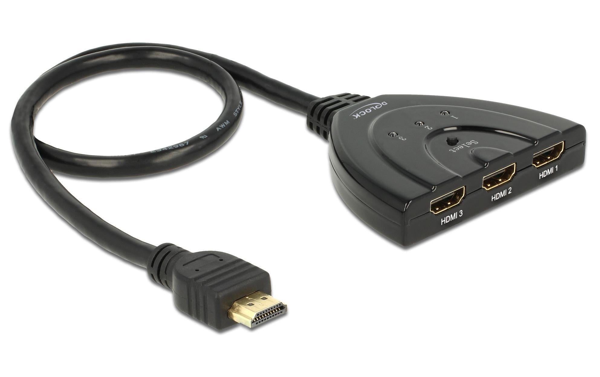 Delock Verteiler 3 Port HDMI Switch 60cm 4K/30Hz, Bidirektional