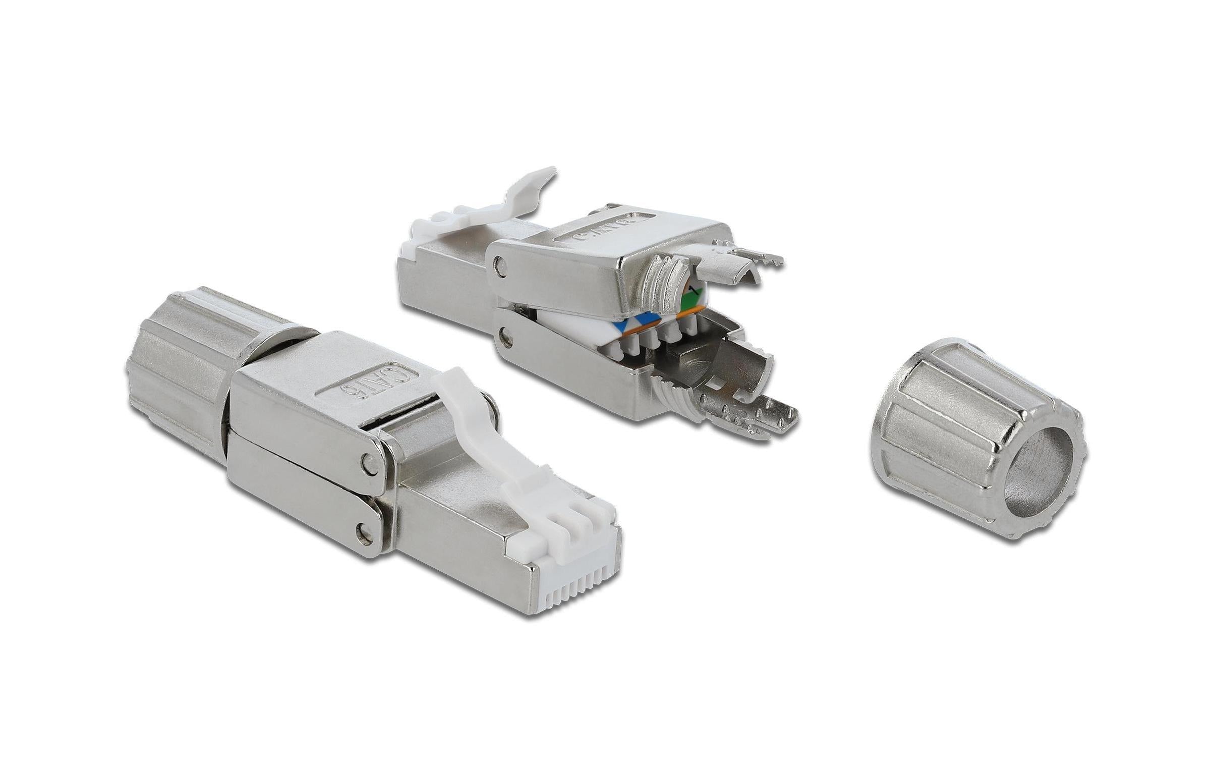 Delock Stecker RJ45 Cat.6 1 Stück, Grau, geschirmt, werkzeugfrei