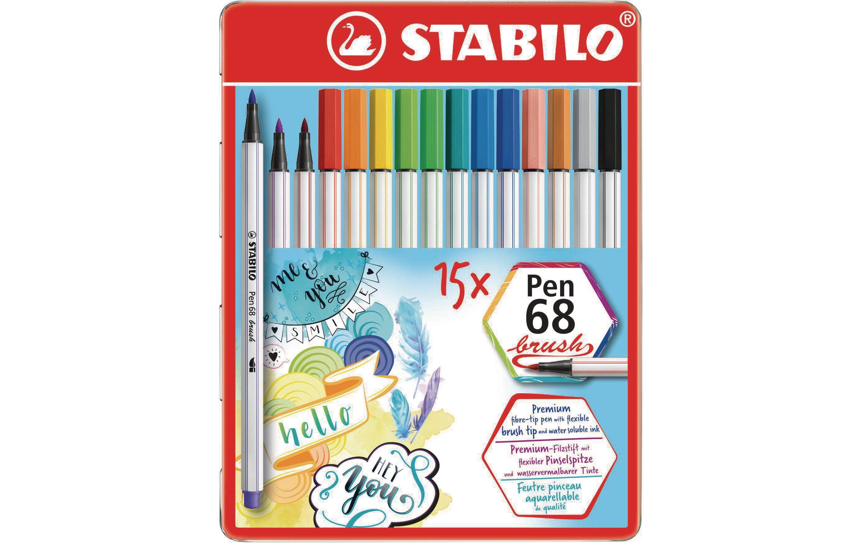 STABILO Filzstift Pen 68 15 Stück, Metalletui