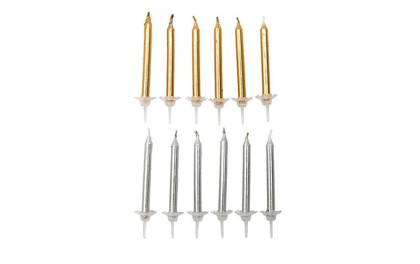 Rico Design Kerze Geburtstag 24 Stück, Gold/Silber