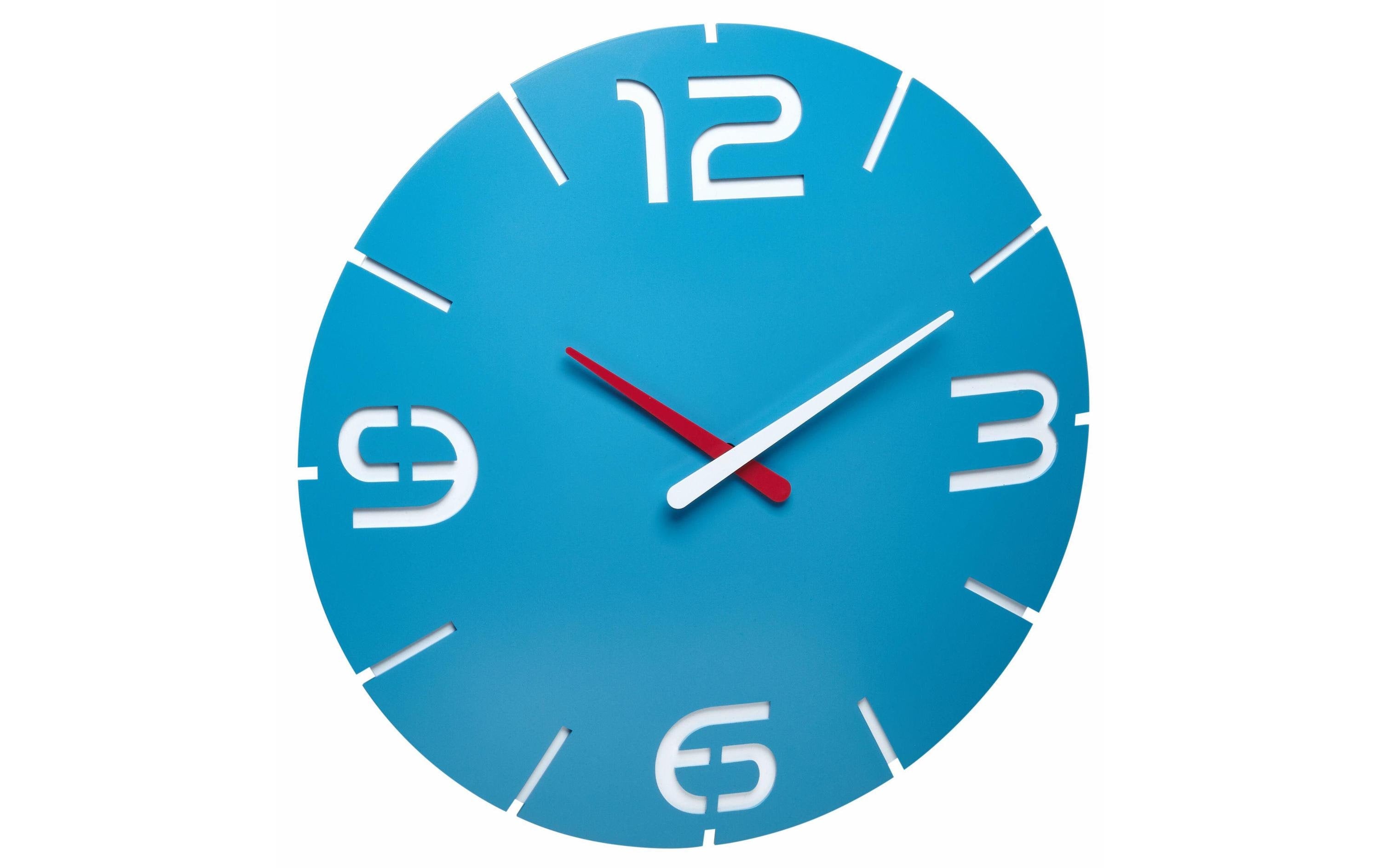 TFA Dostmann Funk-Wanduhr Contour Blau, Ø 35 cm