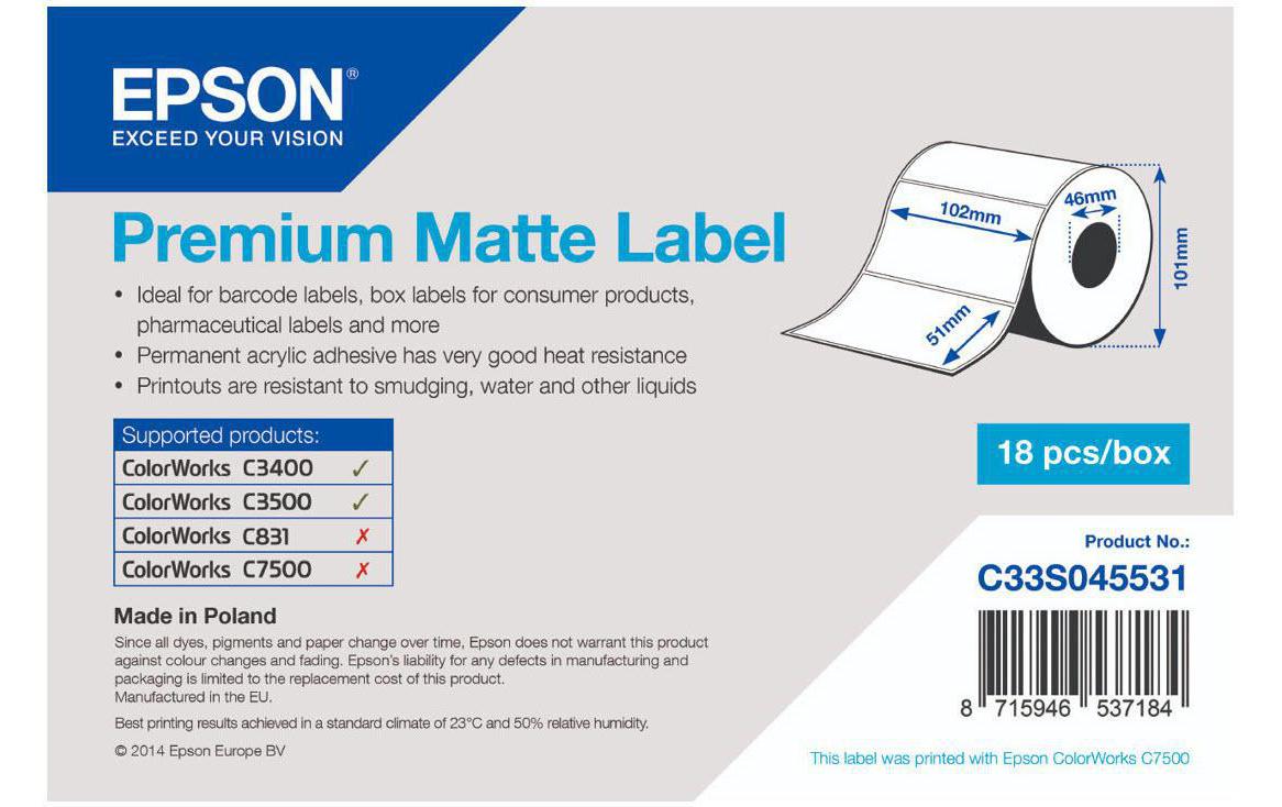 Epson Etikettenrolle Premium 102 x 51 mm