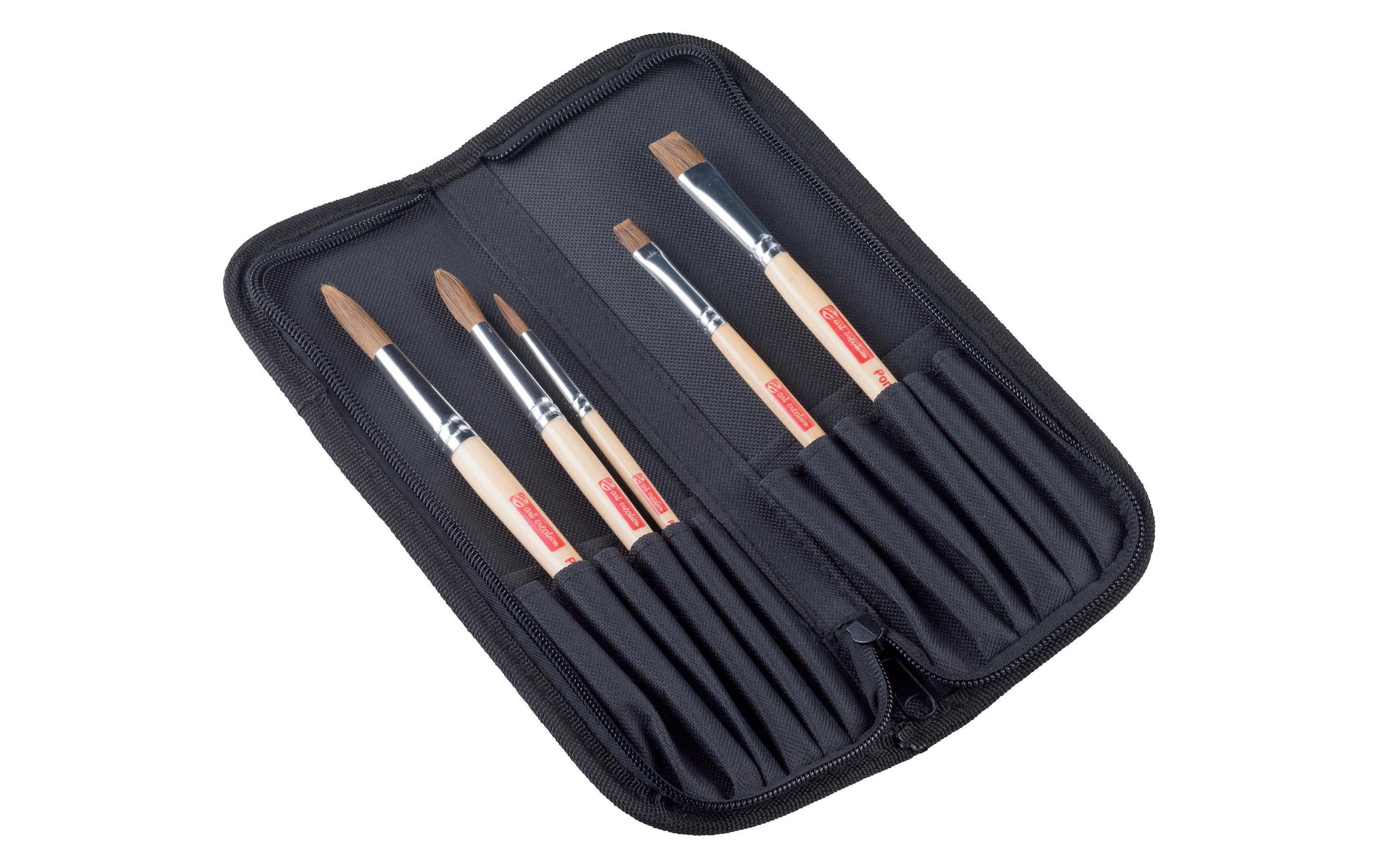 Talens Aquarellpinsel mit Organizer, 5 Stück