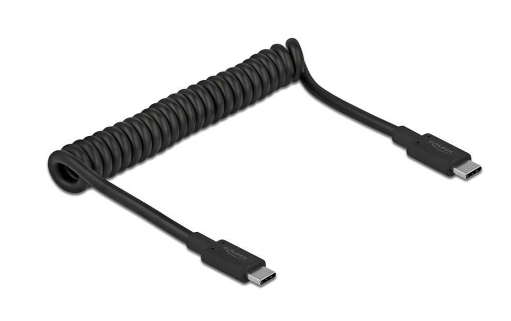 Delock USB 3.0-Spiralkabel 10Gbps, 3A USB C - USB C 0.7 m