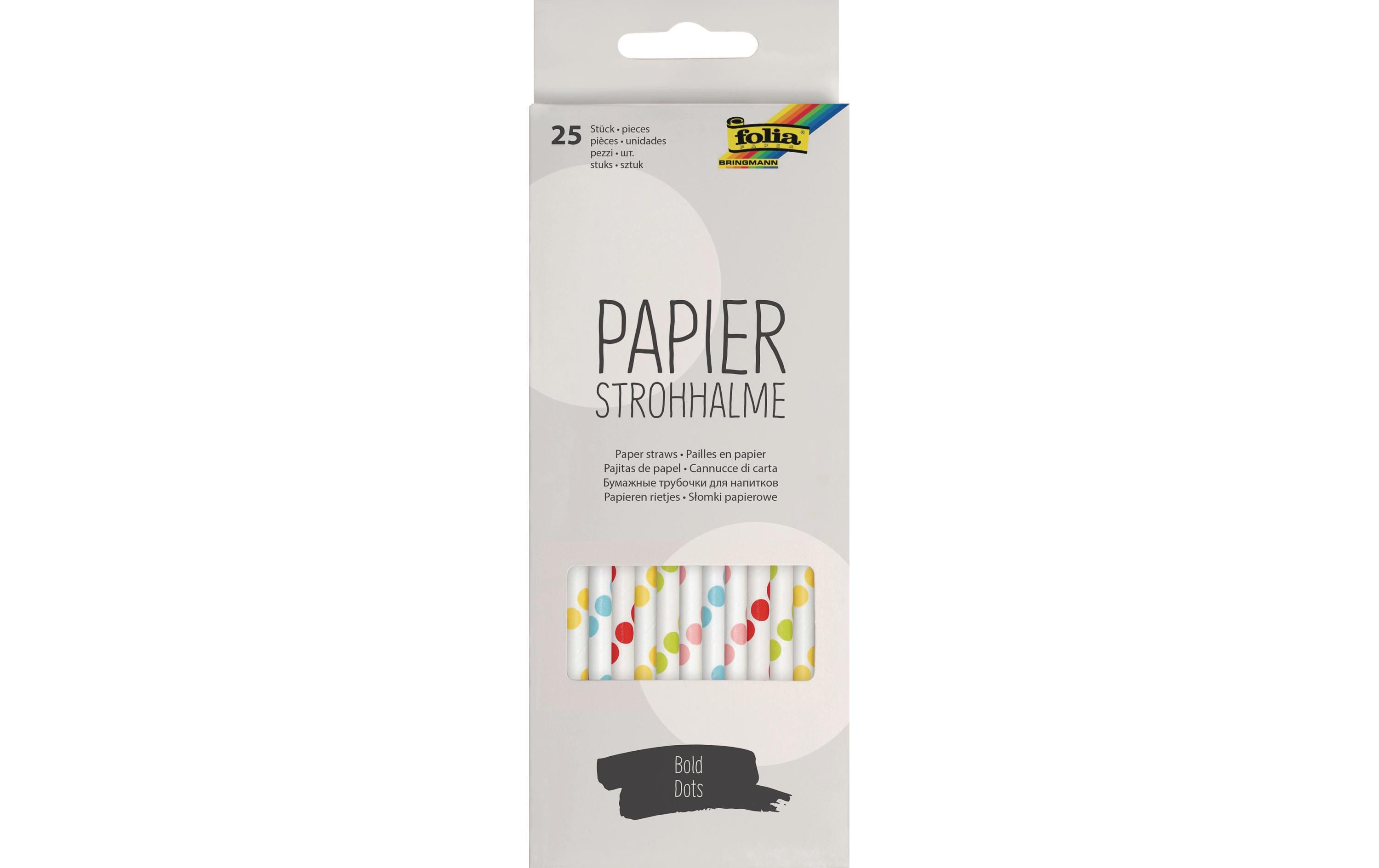 Folia Strohhalm Papier, 25 Stück Bunte Punkte