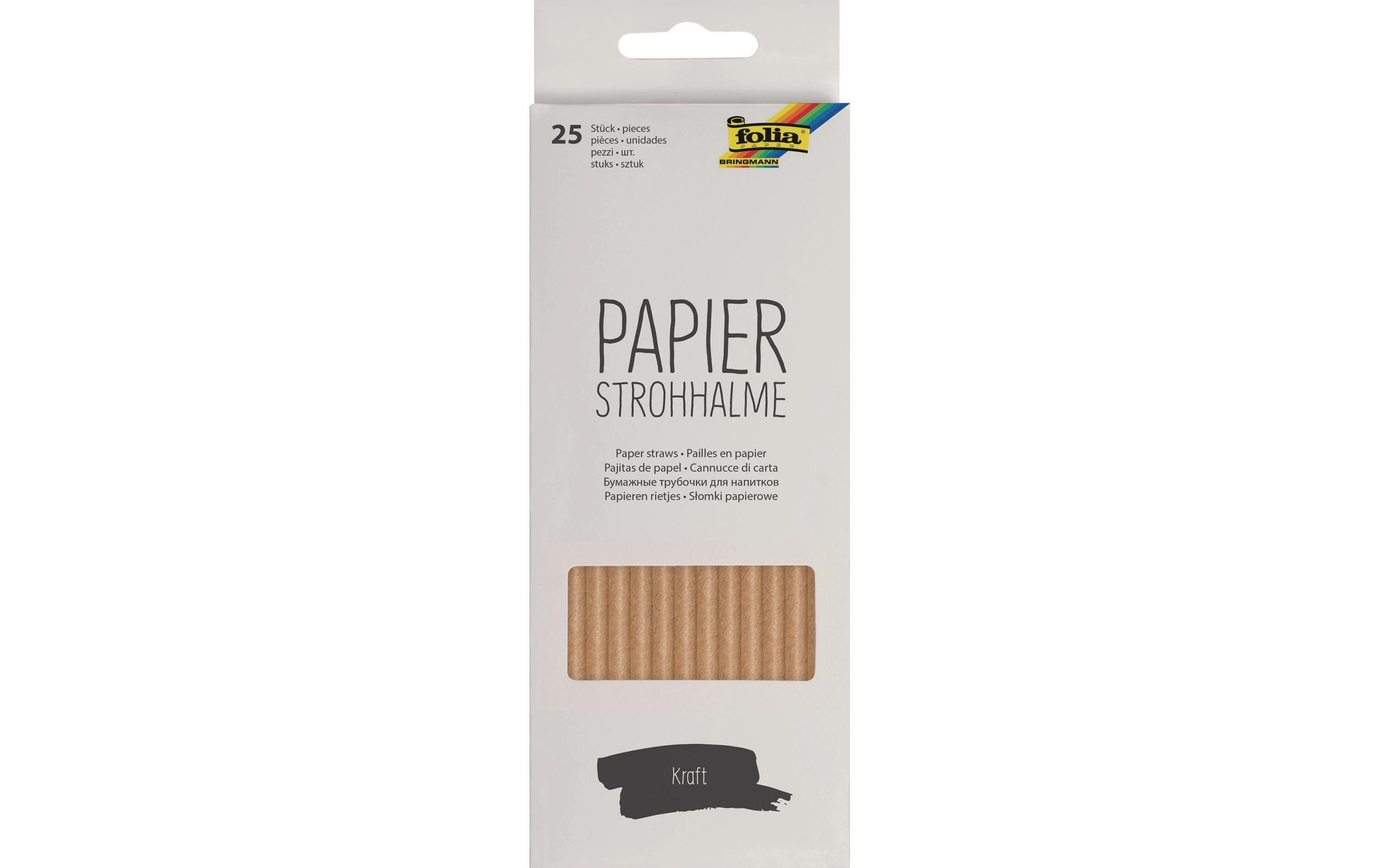 Folia Strohhalm Papier, 25 Stück, Kraft
