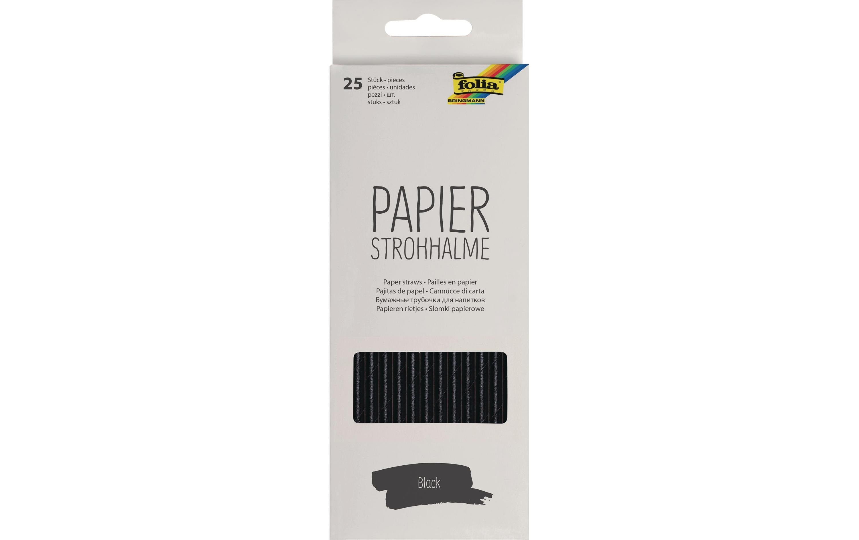 Folia Strohhalm Papier, 25 Stück, Schwarz