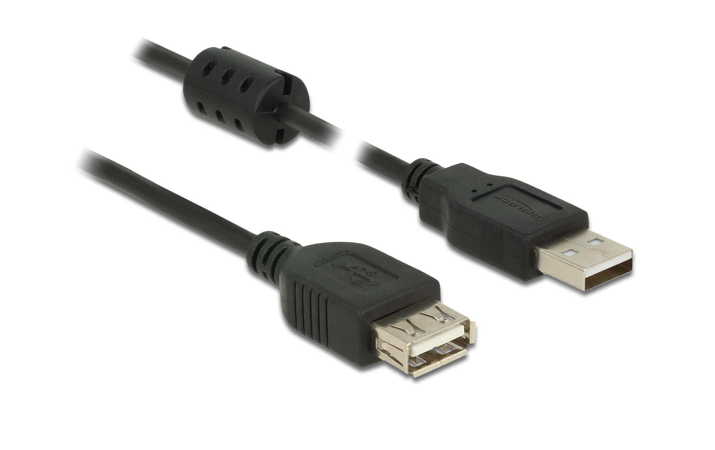 Delock USB 2.0-Verlängerungskabel mit Ferritkern USB A - USB A 1 m