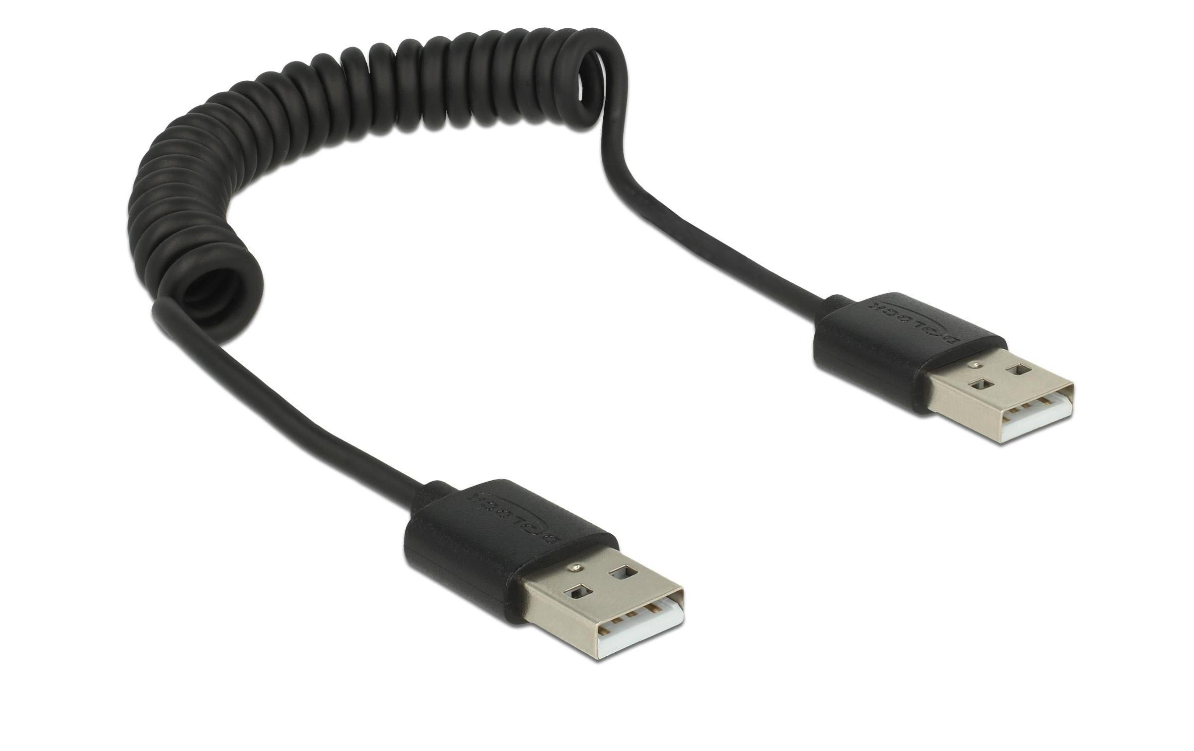 Delock USB 2.0-Spiralkabel  USB A - USB A 0.6 m