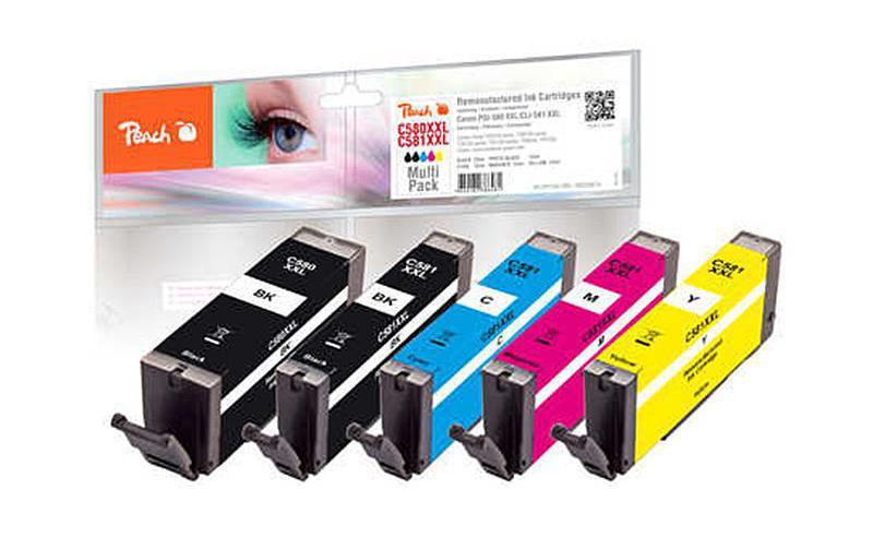 Peach Tintenset Canon PGI-580XXL / CLI-581XXL BK, PBK, C, M, Y
