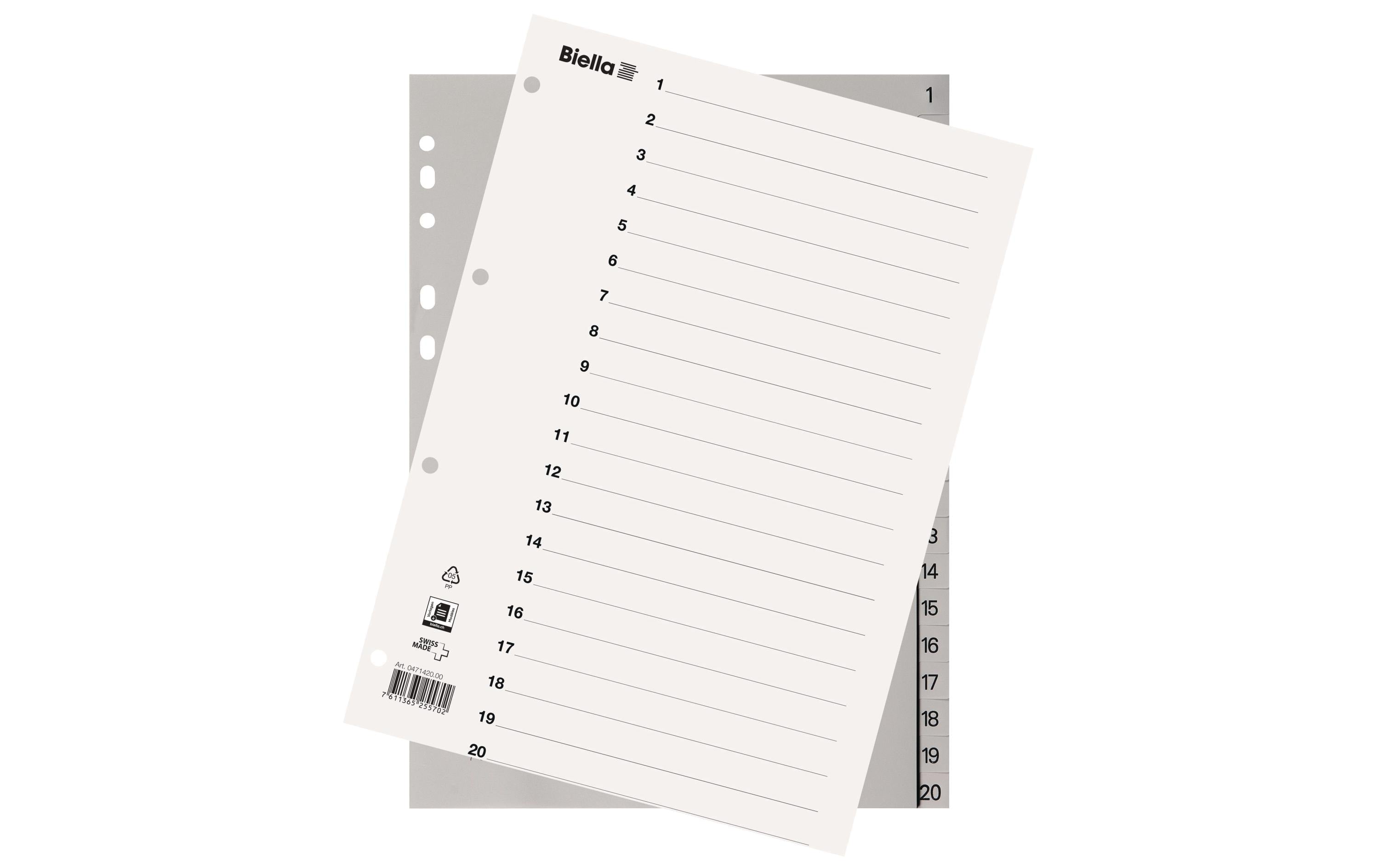 Biella Register A4 1-20 mit Indexblatt