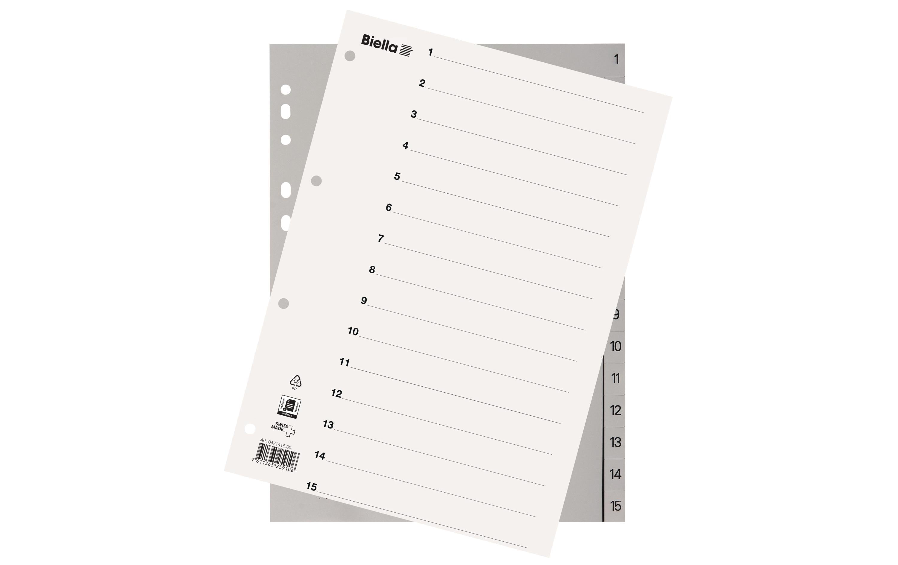 Biella Register A4 1-15 mit Indexblatt