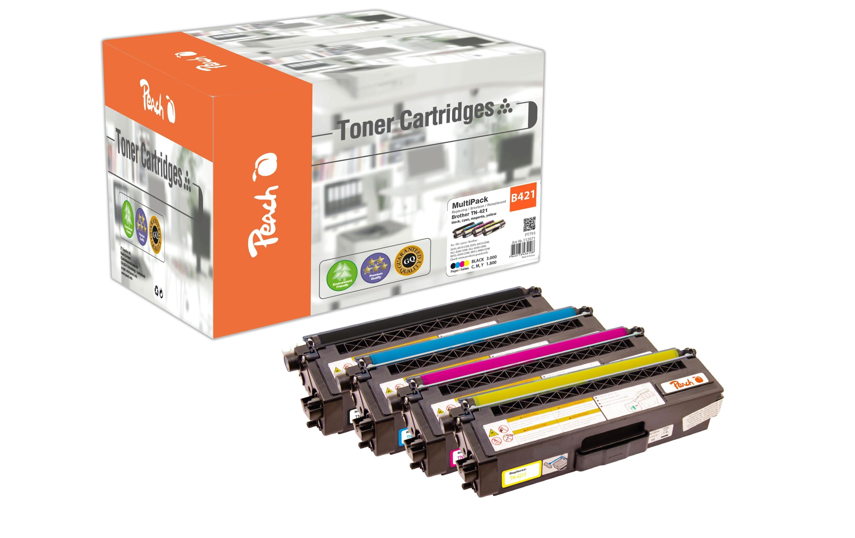 Peach Toner Brother TN-421 Black/Cyan/Magenta/Yellow