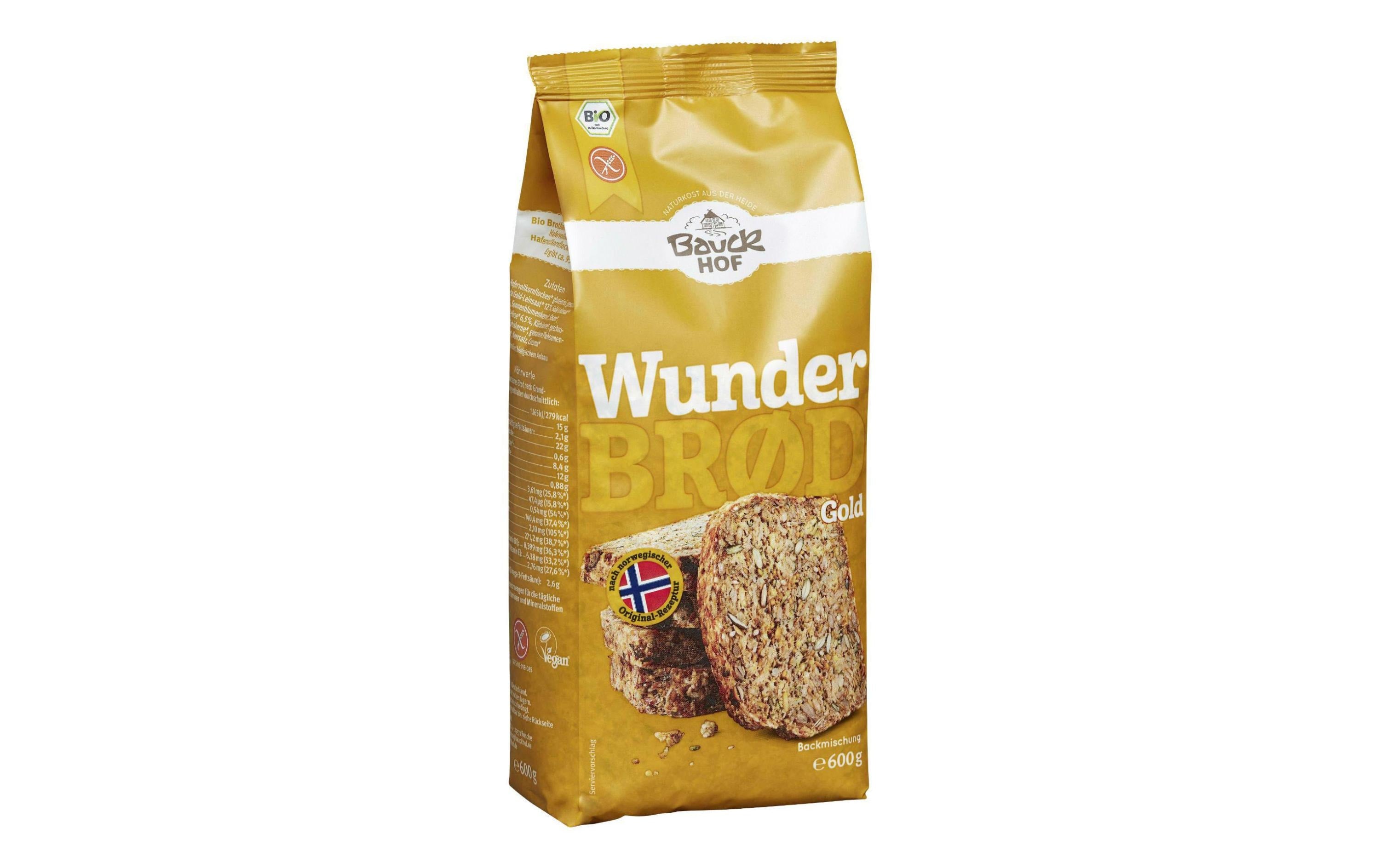 Bauck Mühle Backmischung Wunderbrot Gold mit Kurkuma 600 g