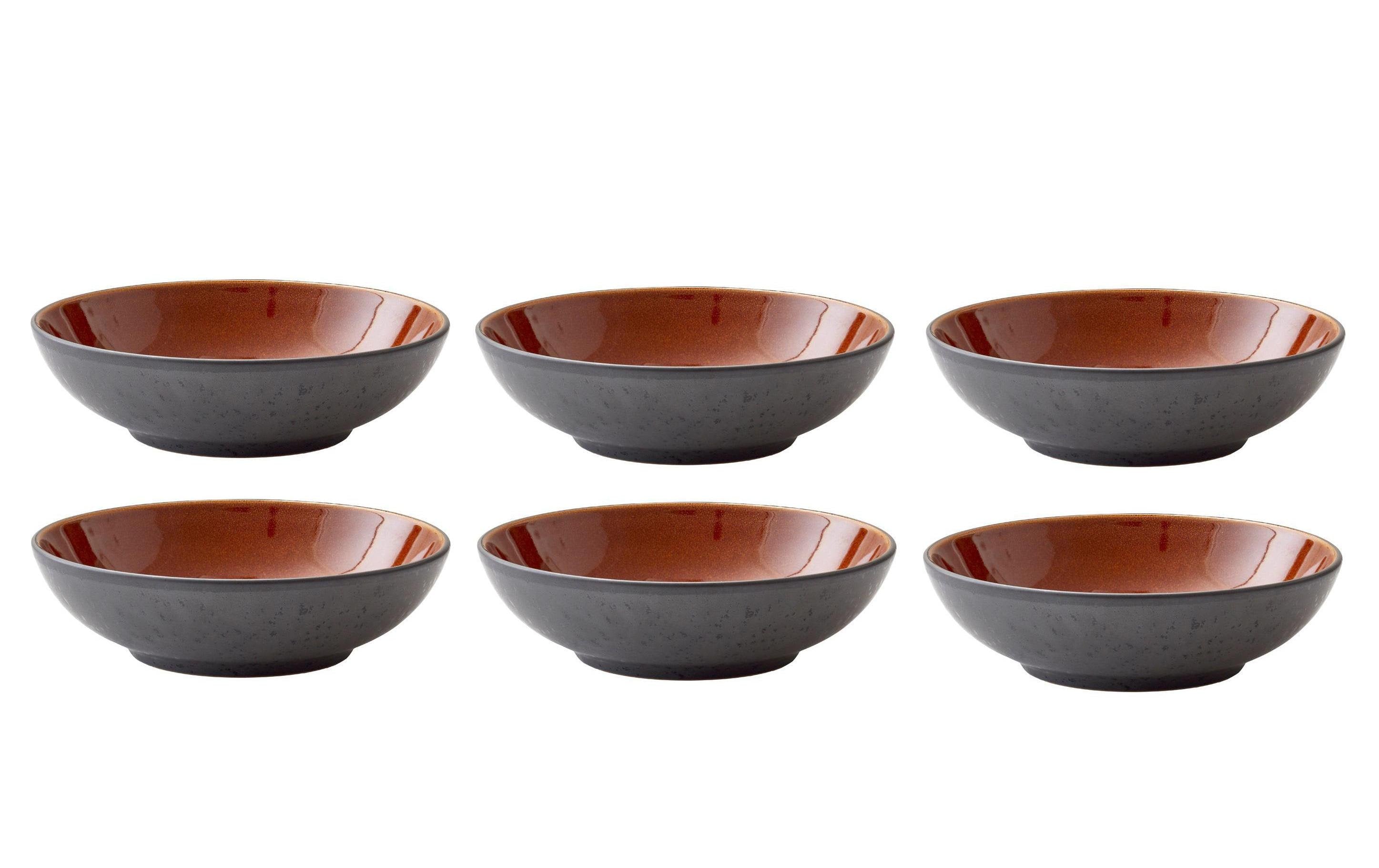 Bitz Suppen- & Pastateller Ø 20 cm, 6 Stück, Schwarz/Amber