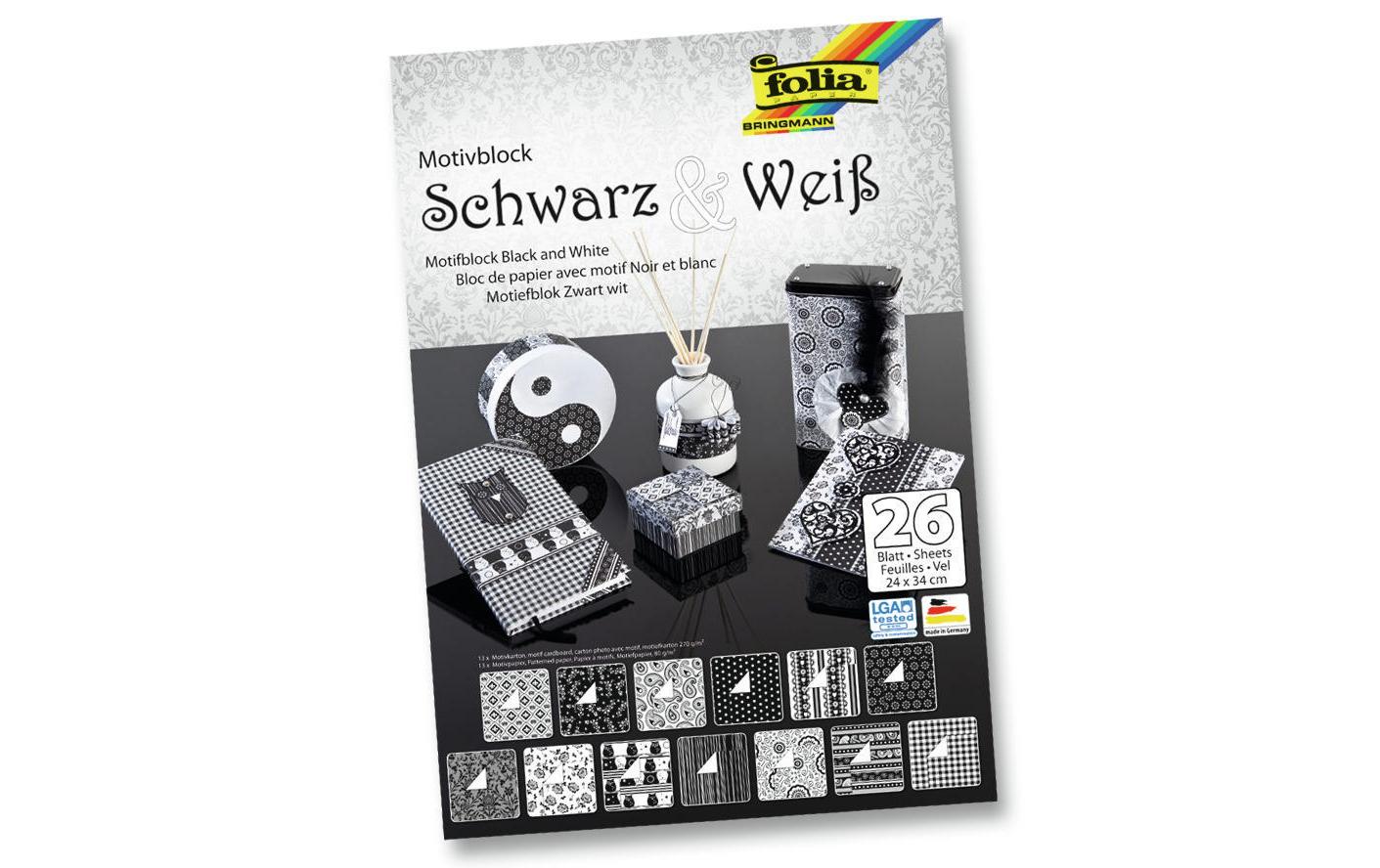 Folia Motivblock Schwarz Weiss Mehrfarbig