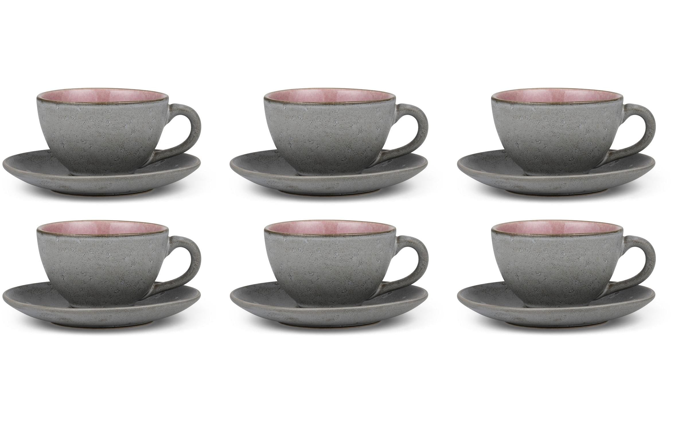 Bitz Kaffeetasse 240 ml, 6 Stück, Schwarz/Hellpink