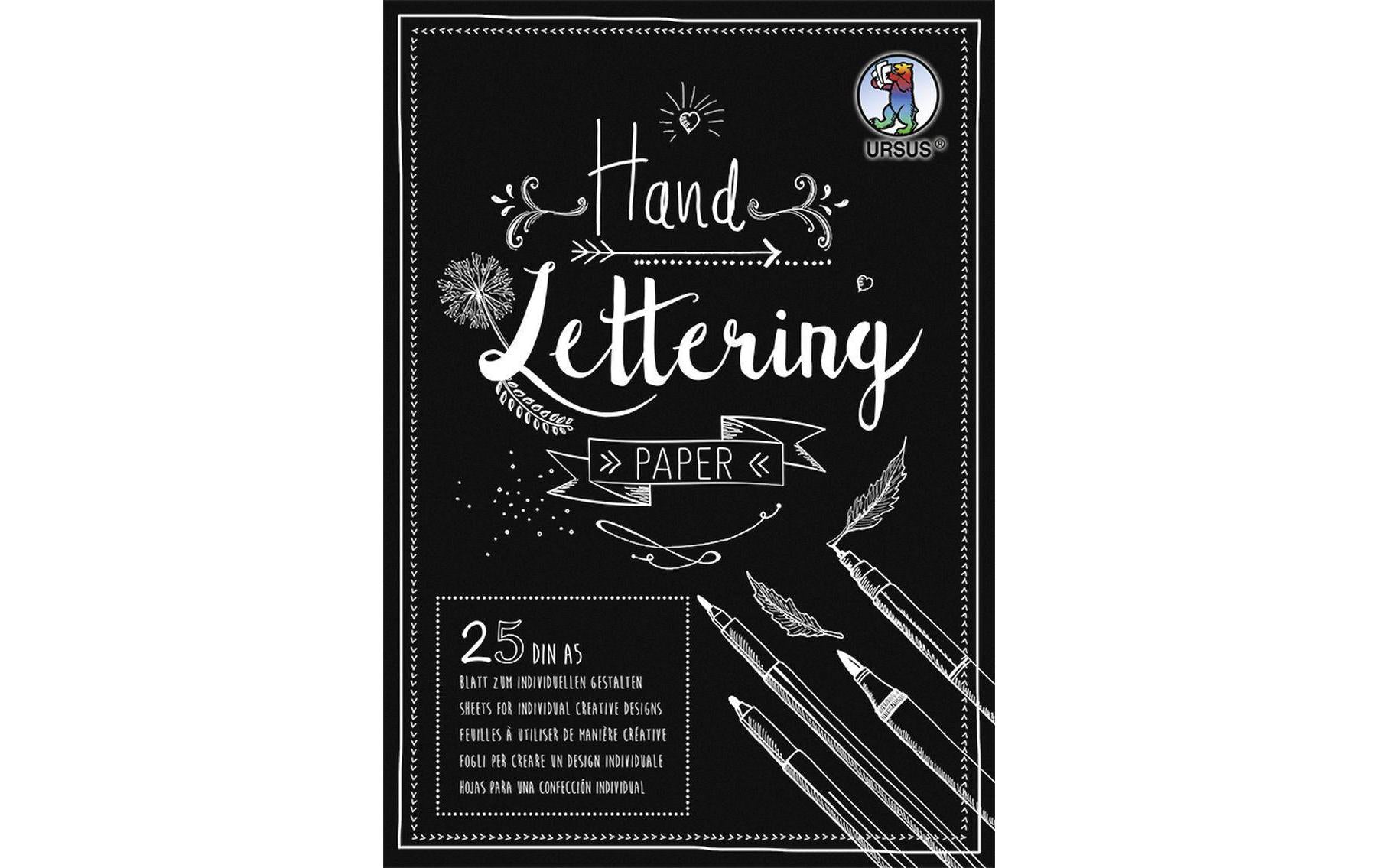 URSUS Zeichenblock Handlettering  A5, 210 g/m², 25 Blatt, Schwarz